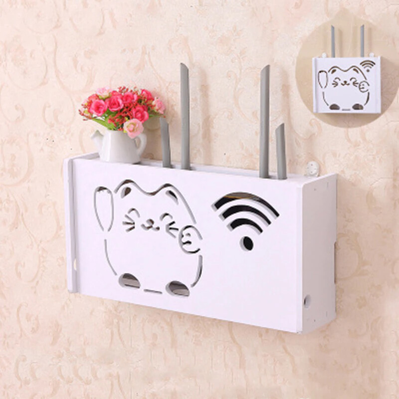 1*Wireless Wifi Router Storage Box Shelf Wall Waterproof Bracket Cable Organizer