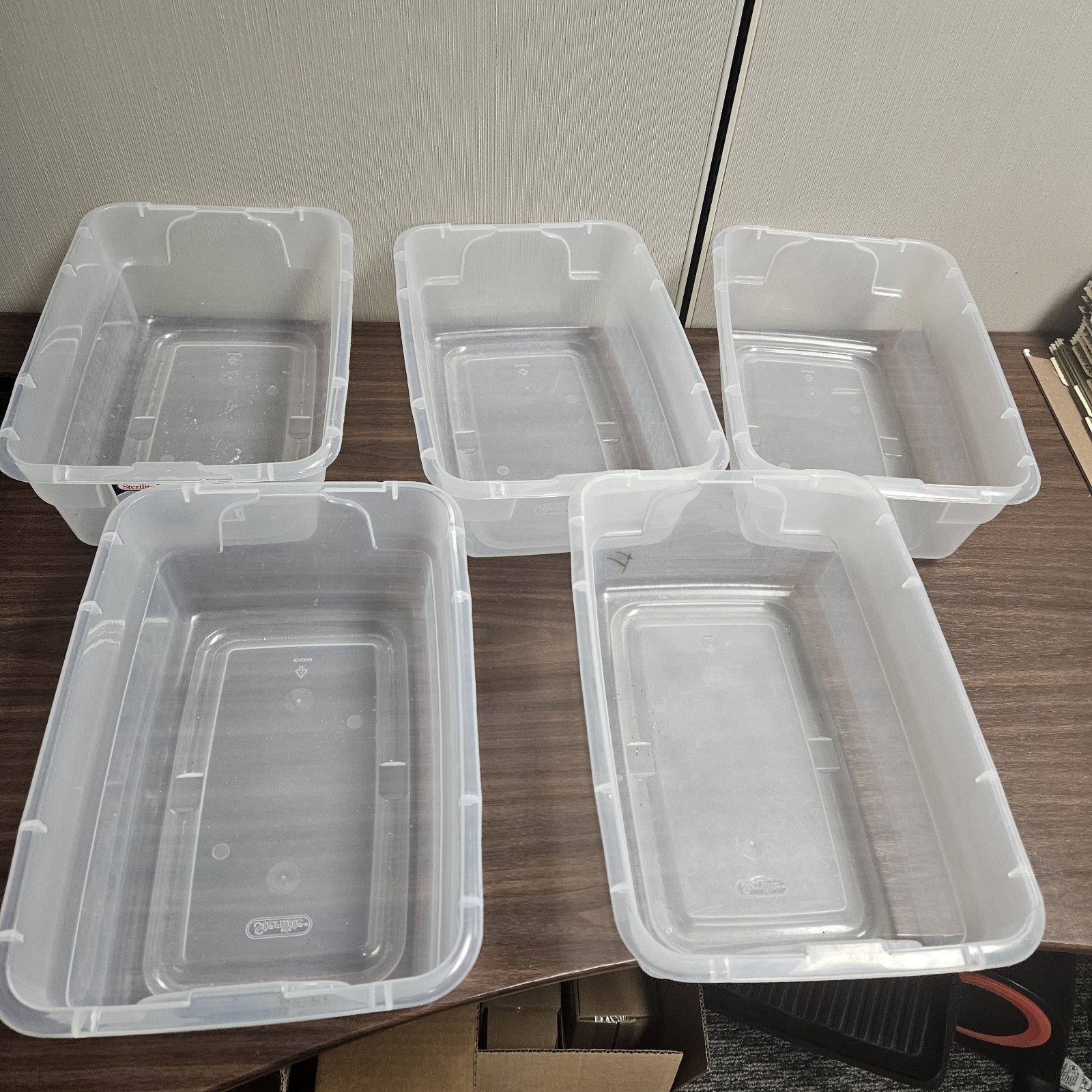 Plastic Containers Lot of 5 – Sterilite Clear Storage Bins Plastic Boxes No Lids