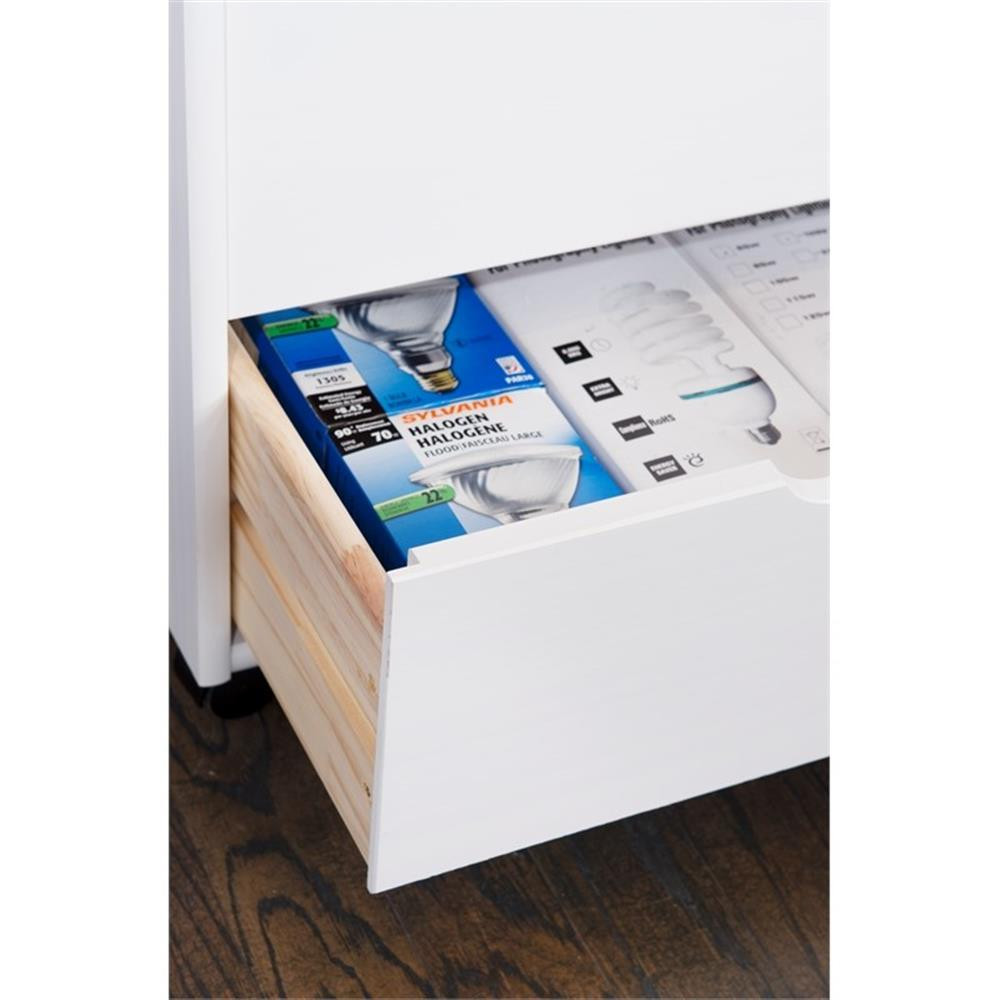 Pemberly Row 8-Drawer Transitional Wood Storage Cart in White Wash