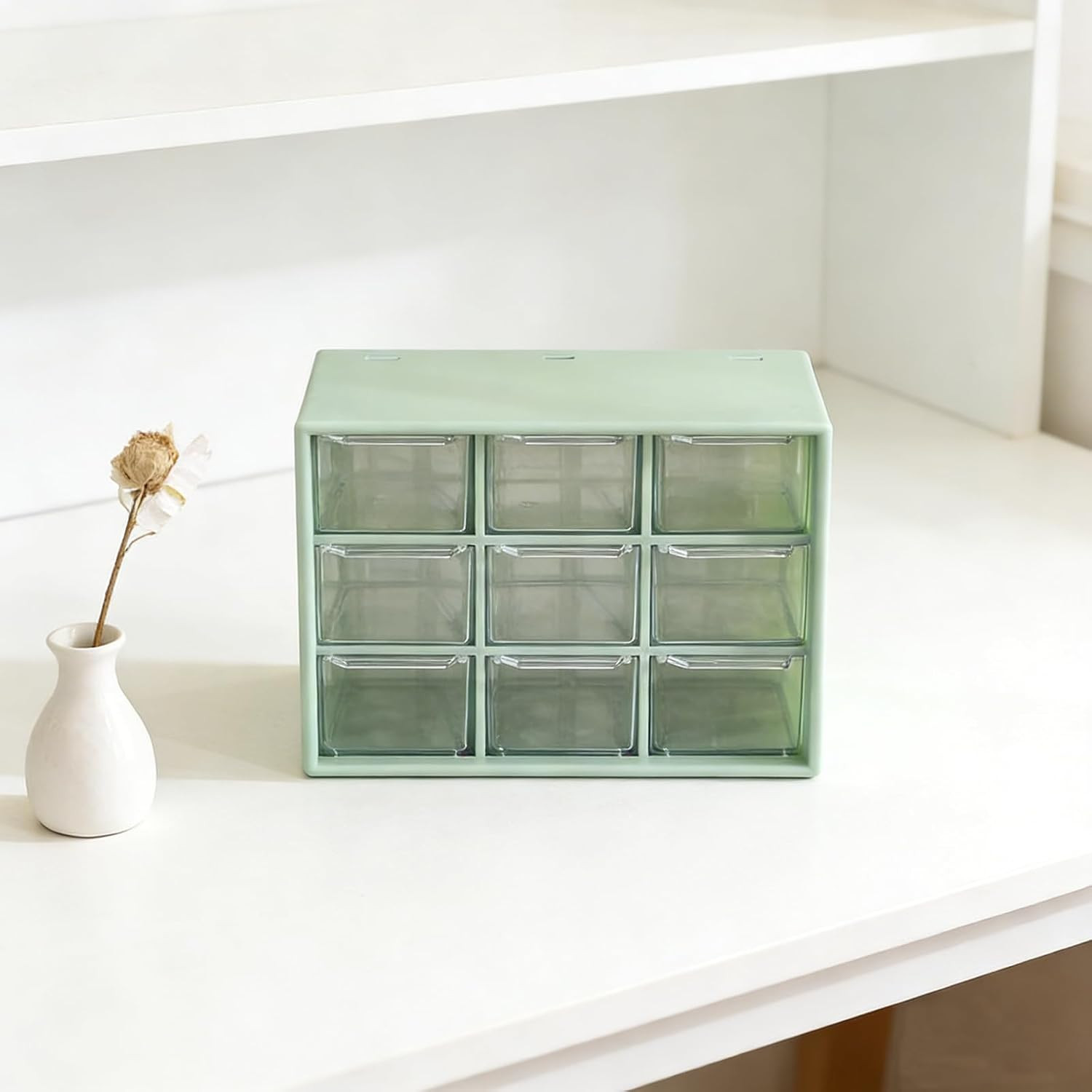 Desk Organizers Box with 9 Compartments – Plastic Desktop Drawer Storage Box, St