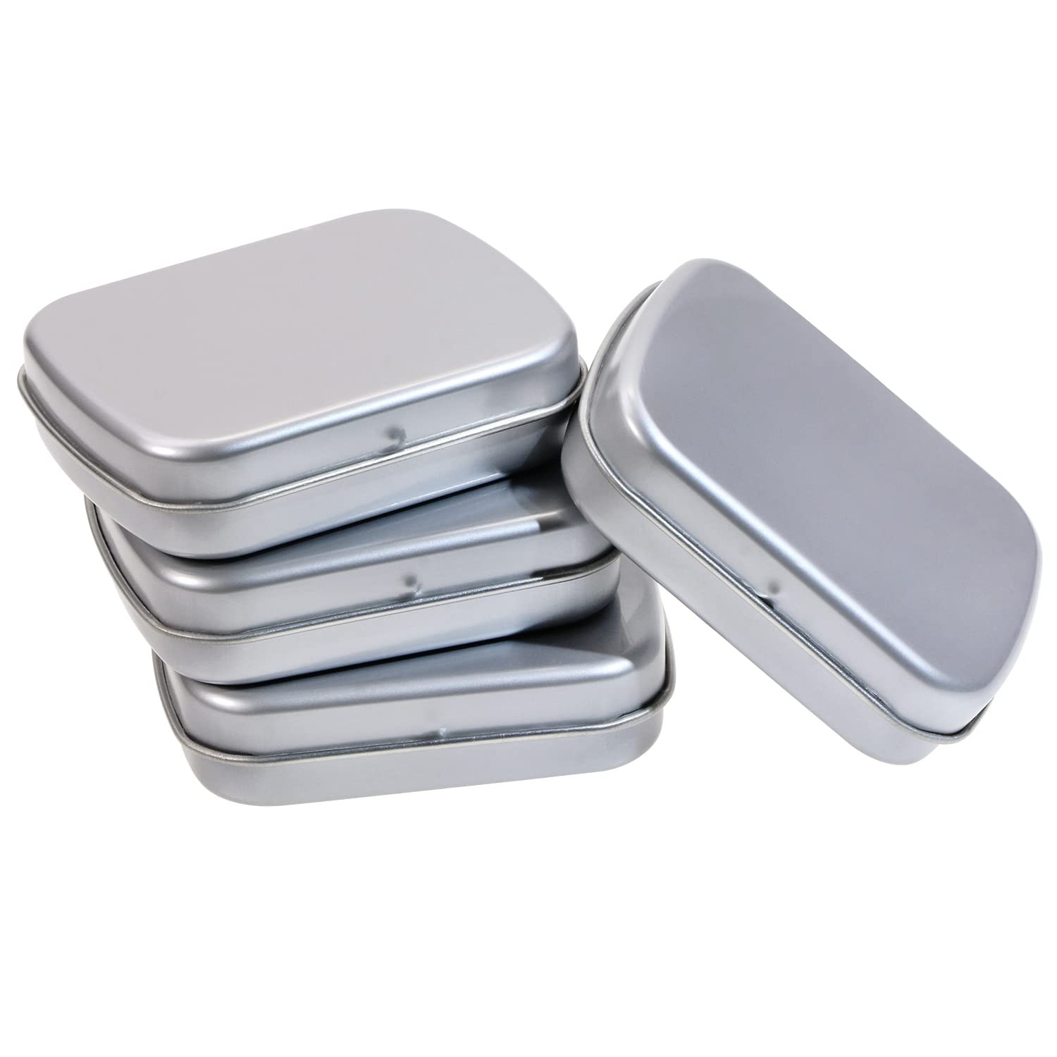 Small Metal Portable Storage Box, Mini Rectangle Empty Hinged Tins with Lid, …