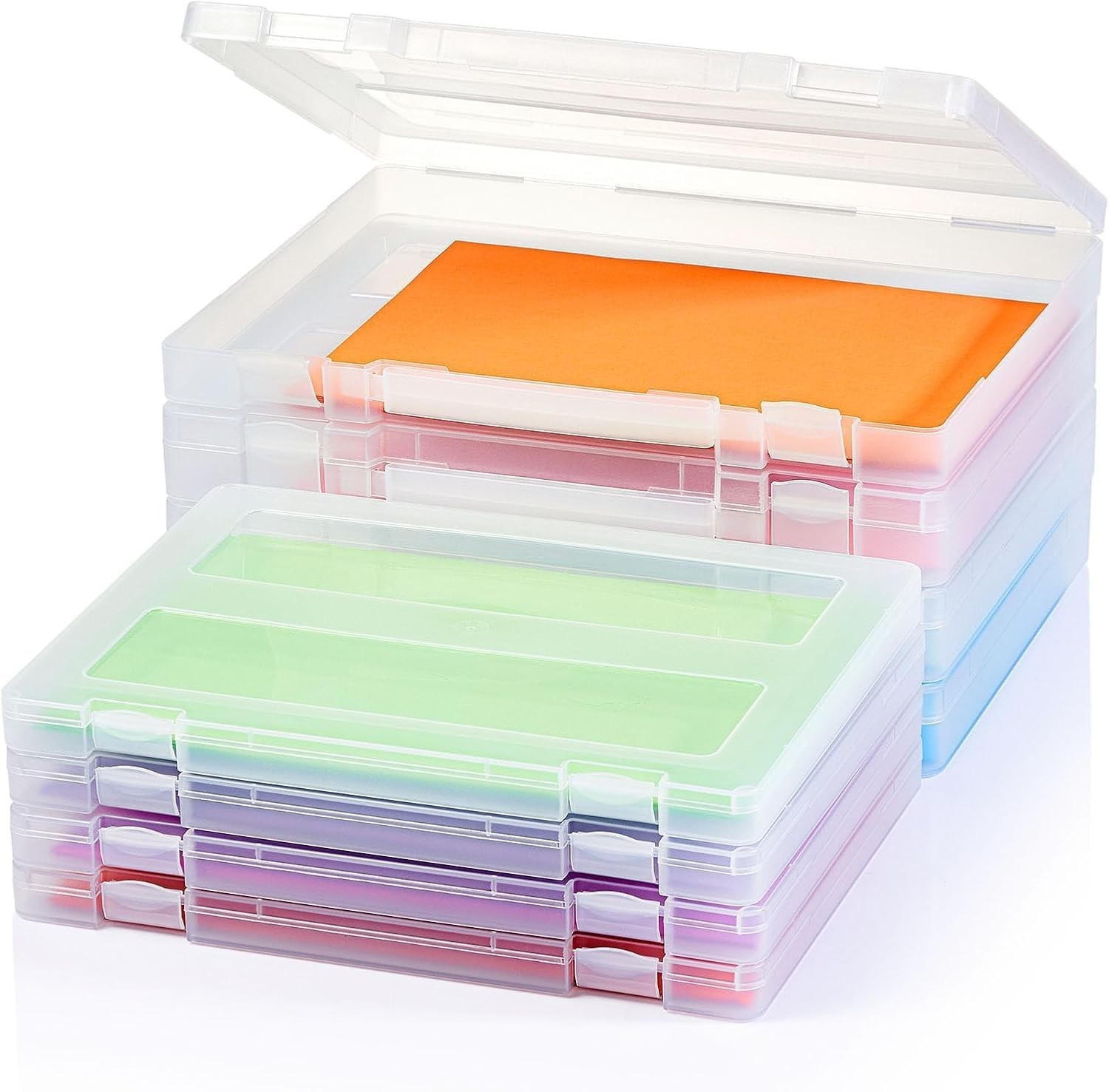 8 Pack A4 Paper Organizer Box, Plastic Board Game Storage for Art Supplies 8….
