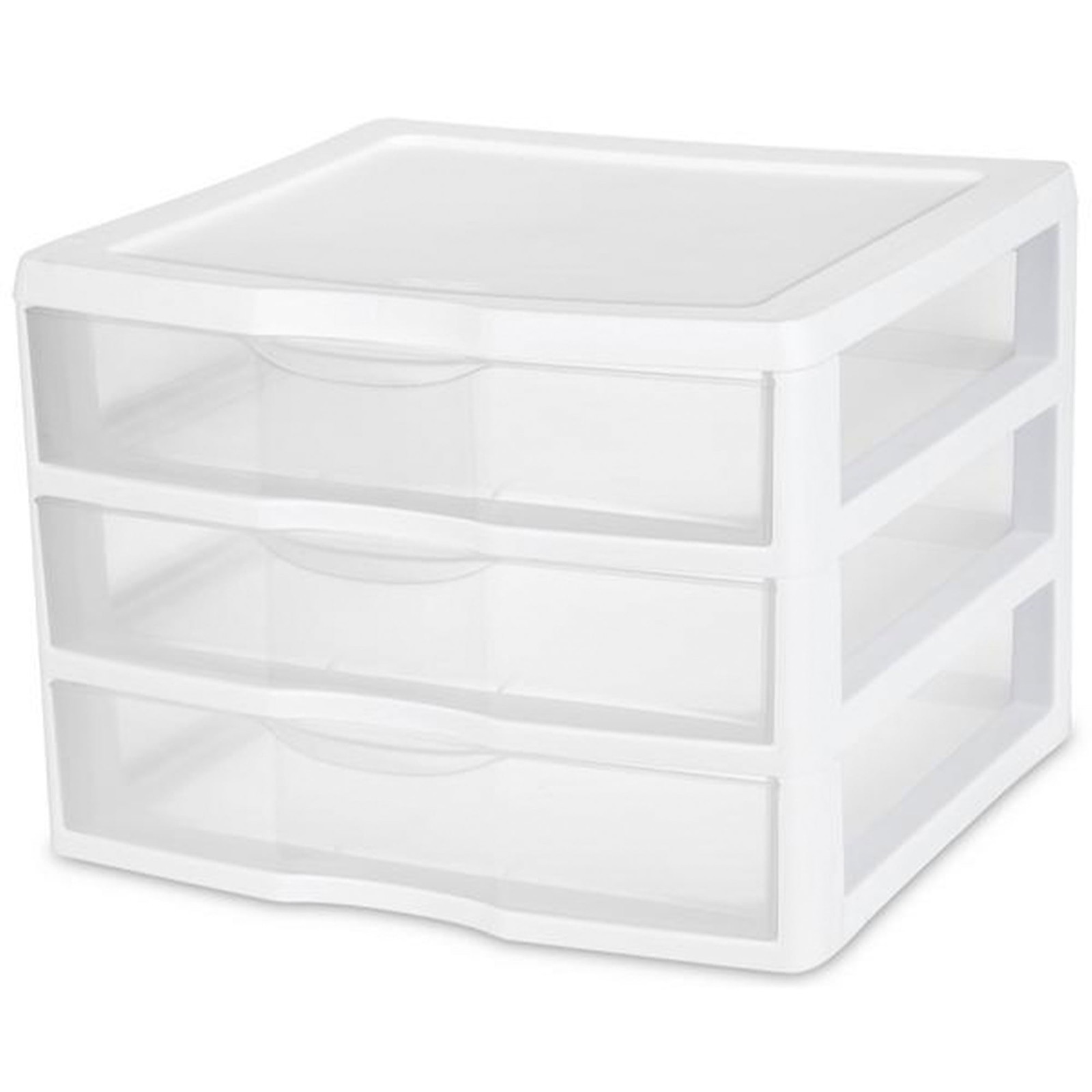 Wide 3 Drawer Unit Clear Plastic Countertop/Desktop Drawers White