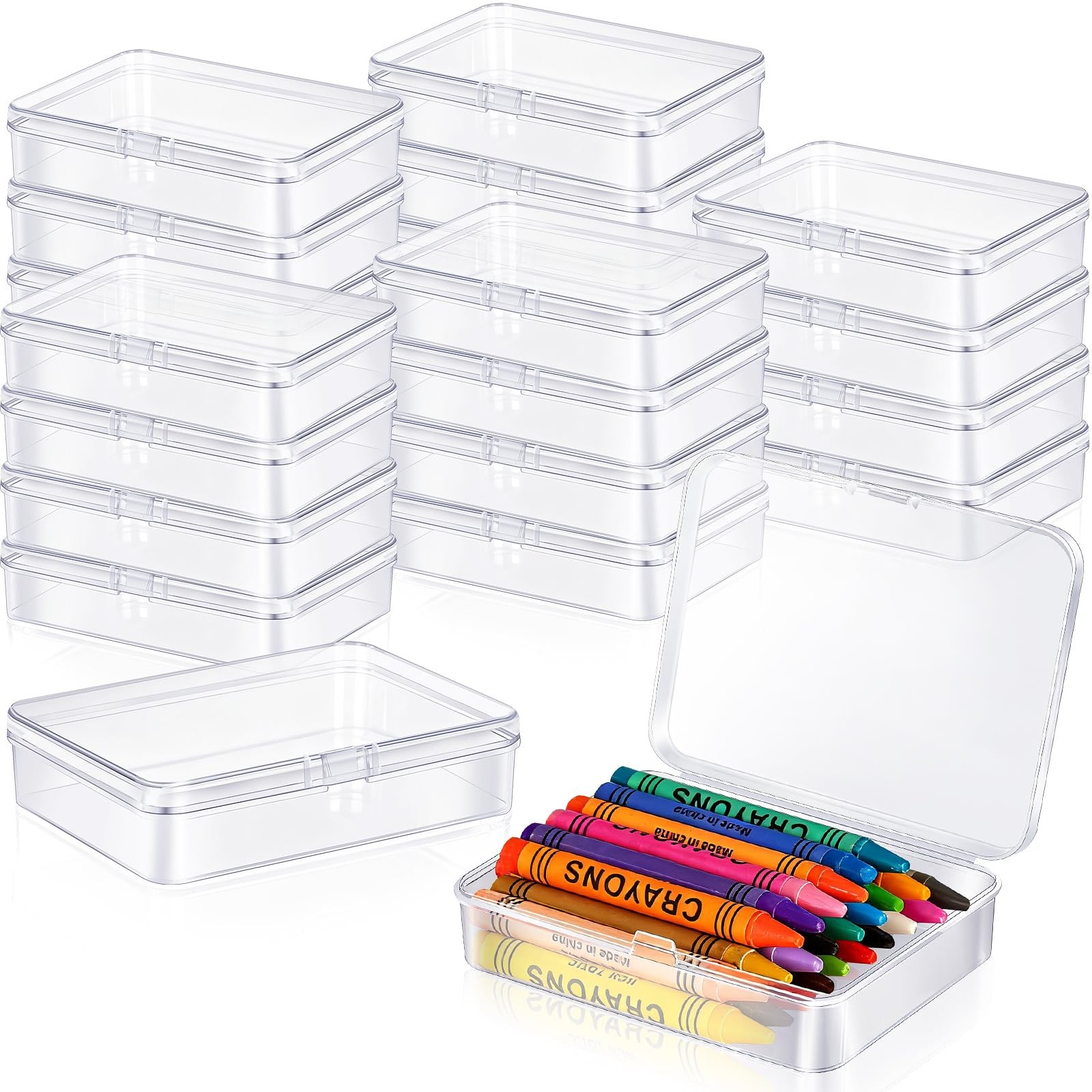 Dcocdeely 25 Pcs Plastic Crayon Box, Mini Plastic Storage Containers with Lid