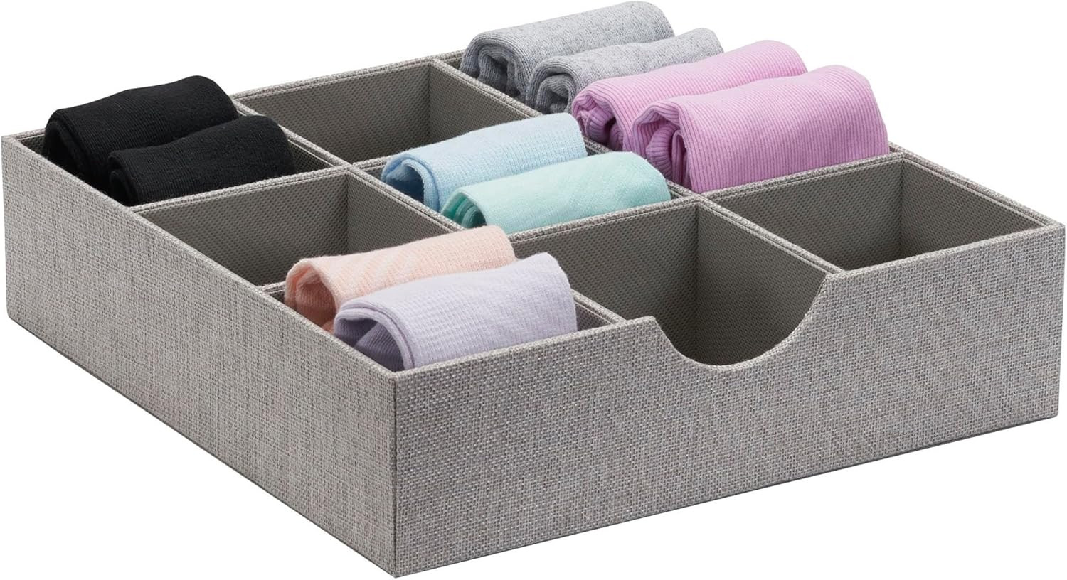 Grey 728-1 Deep 9 Section Drawer Organizer Box for Storage 12 in X 3.13