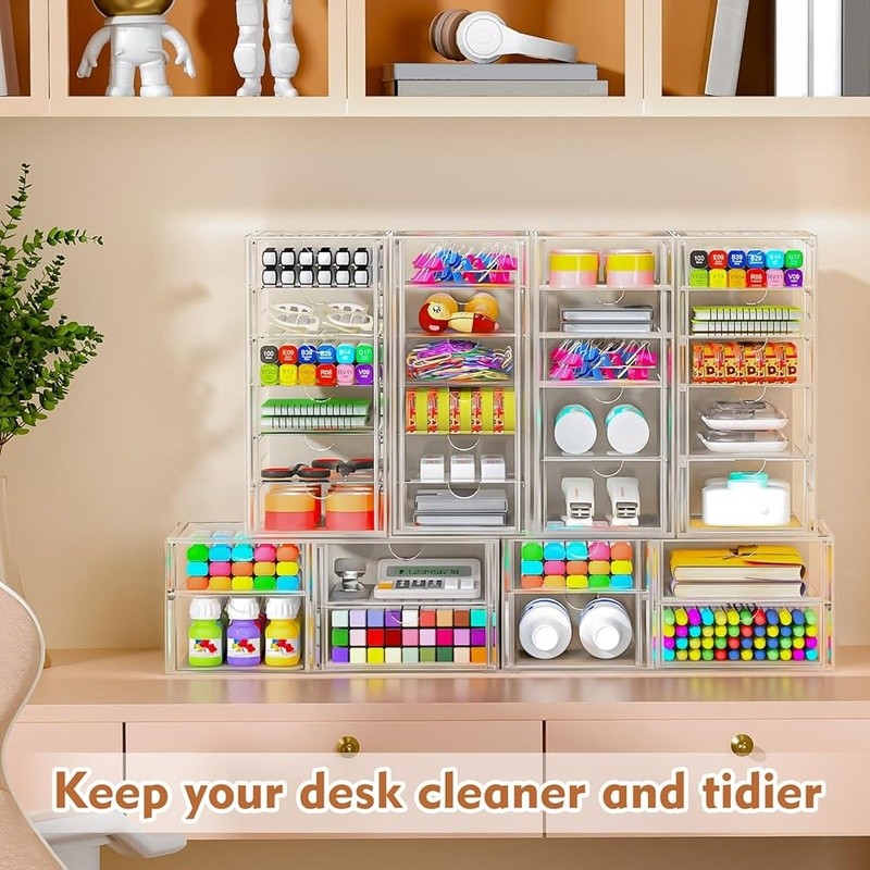 Acrylic Organizers W/ Drawers Storage Solution Makeup Office Bathroom Kitchen US