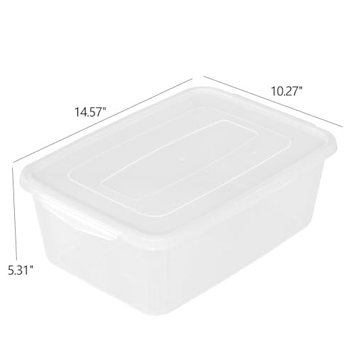 14 Quart Clear Plastic Storage Bin, Plastic Latching Containers with Lids, 4