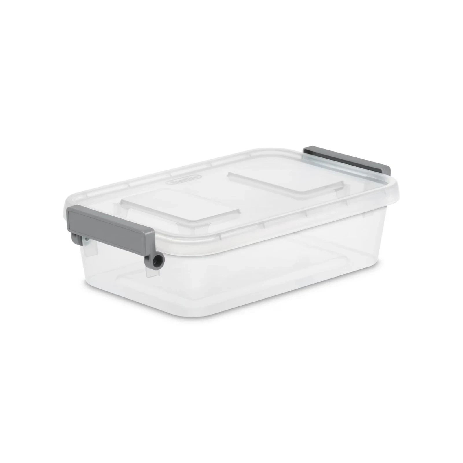 2 Pack Sterilite 2.7 Qt Modular Locking Storage Box Clear Gray Container