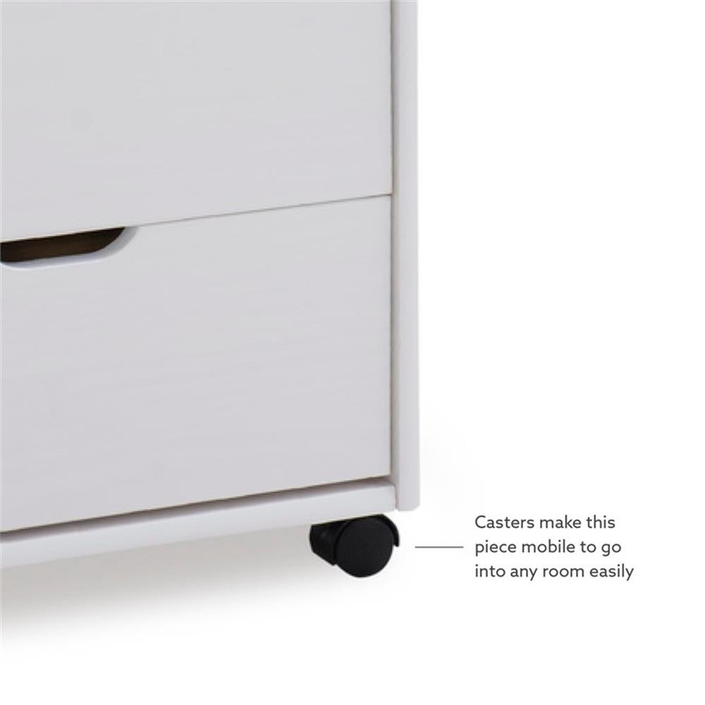 Pemberly Row 8-Drawer Transitional Wood Storage Cart in White Wash