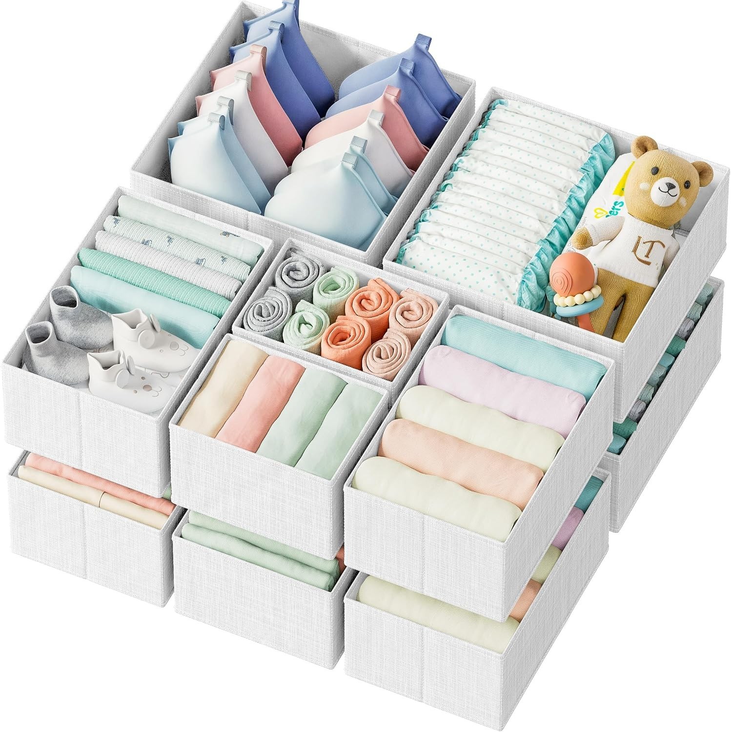 Durable 12-Count Drawer Organizer Set – Ideal for Baby Clothes & General Storage