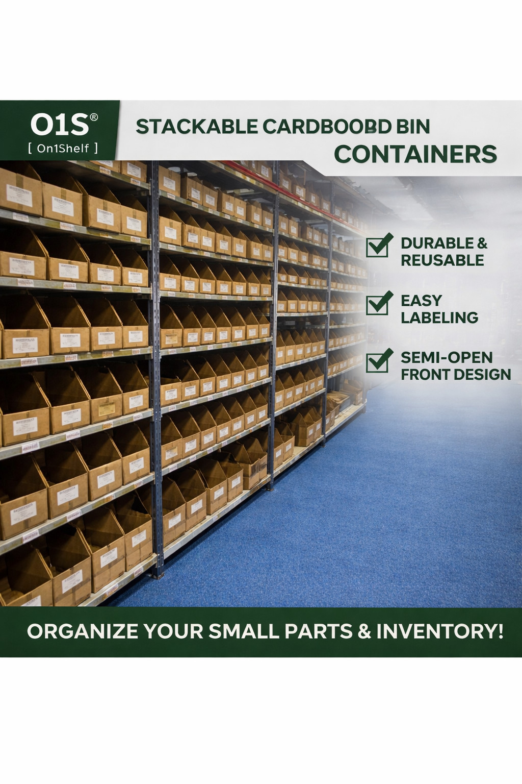 Sturdy Stackable Cardboard Storage Bin Containers picking eccomrce warehouse