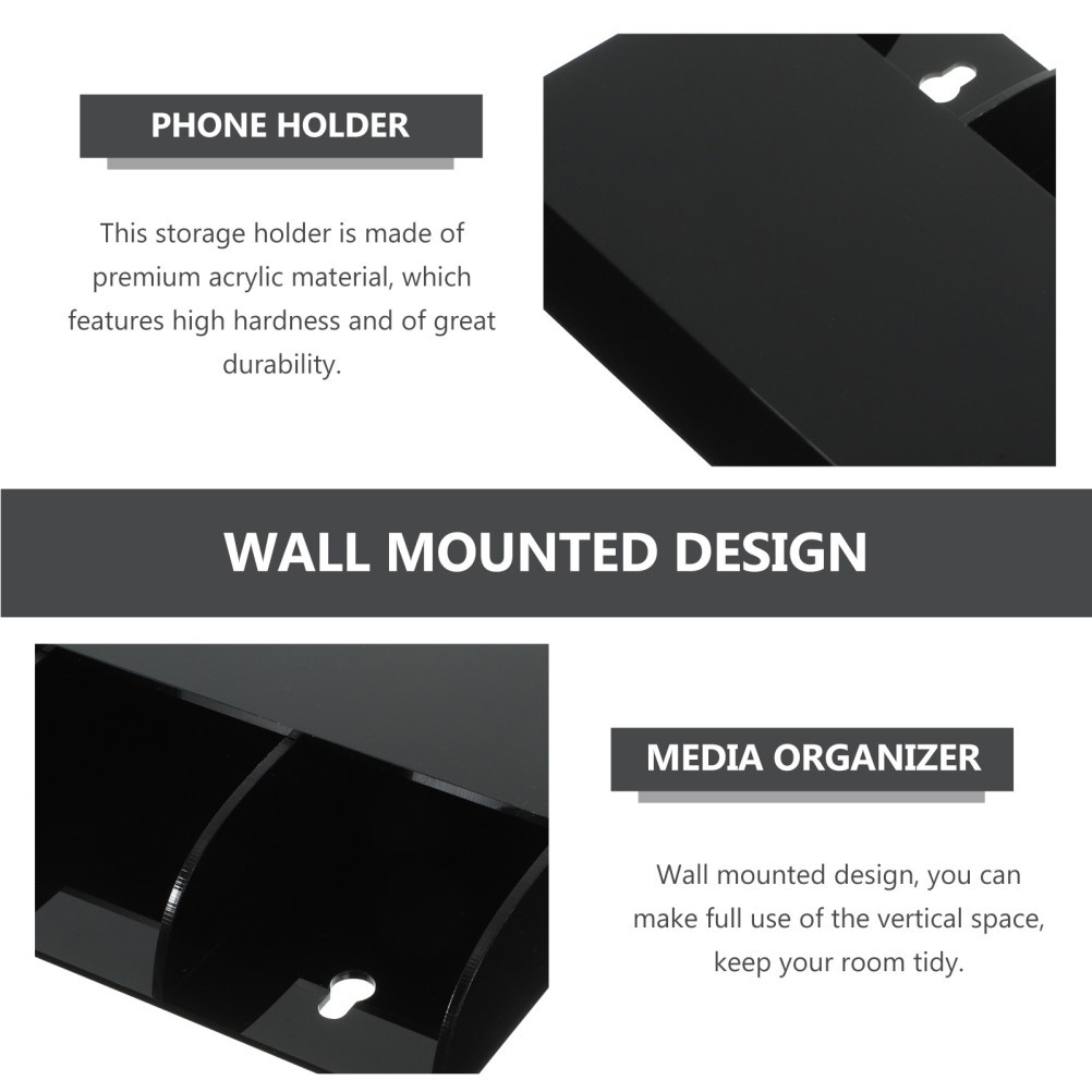1PC 3 Grids Wall Hanging Box Acrylic Wall-mounted Storage Box (Black)