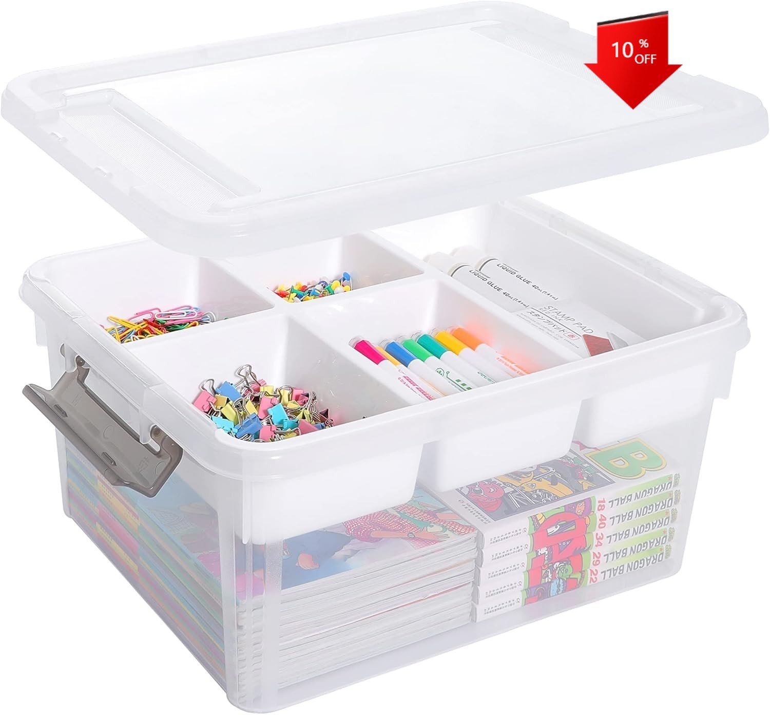 17-Quart Plastic Storage Container (with Removable Tray) Clear Storage Container