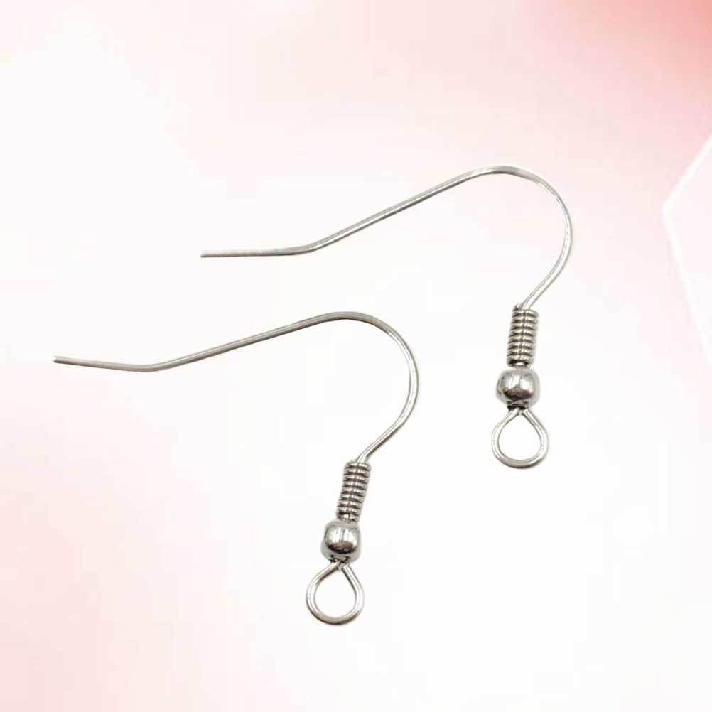 100 Pcs 0.7 Mm Titanium Steel Earring Hook Spring Bead Earing Hook Silver