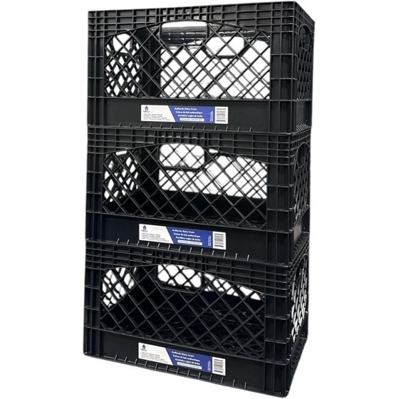 3 Pack 24 Qt Plastic Milk Crate Storage Bins Heavy Duty Black