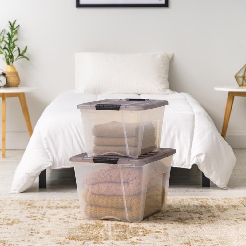 53 Qt Stackable Clear Plastic Storage Bins W/Latching Lid Home Organization New