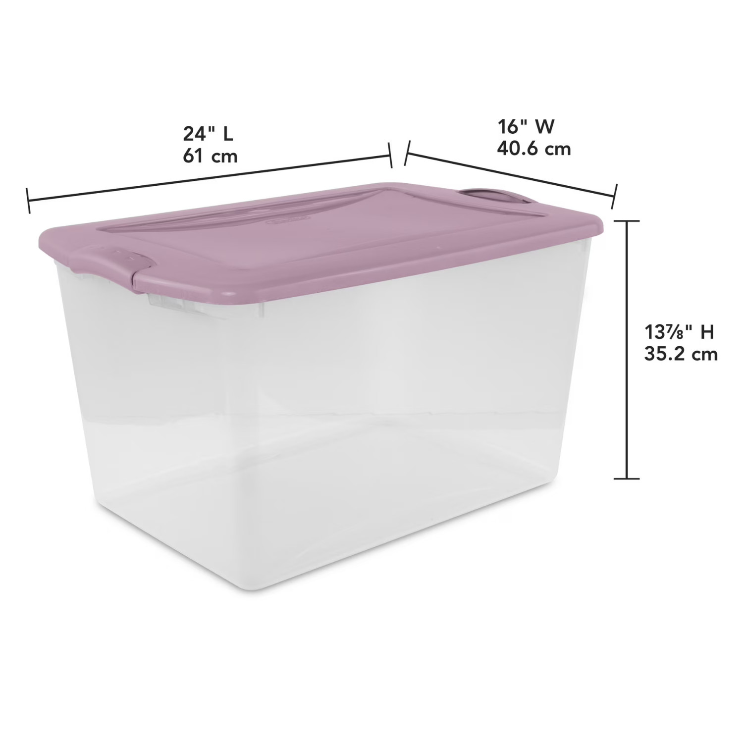 Sterilite 66 Qt Storage Bin Clear Latch Lid Lilac 6 Pack