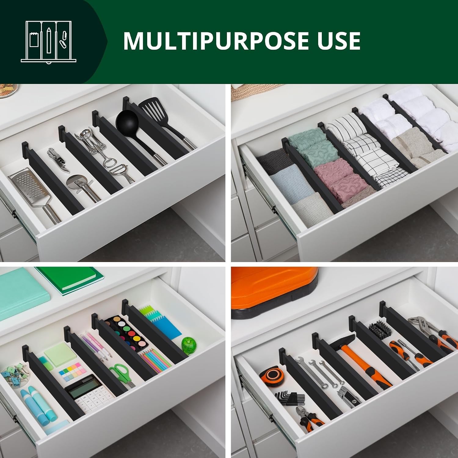 Adjustable Drawer Separator Organizers, 17-22 Inches