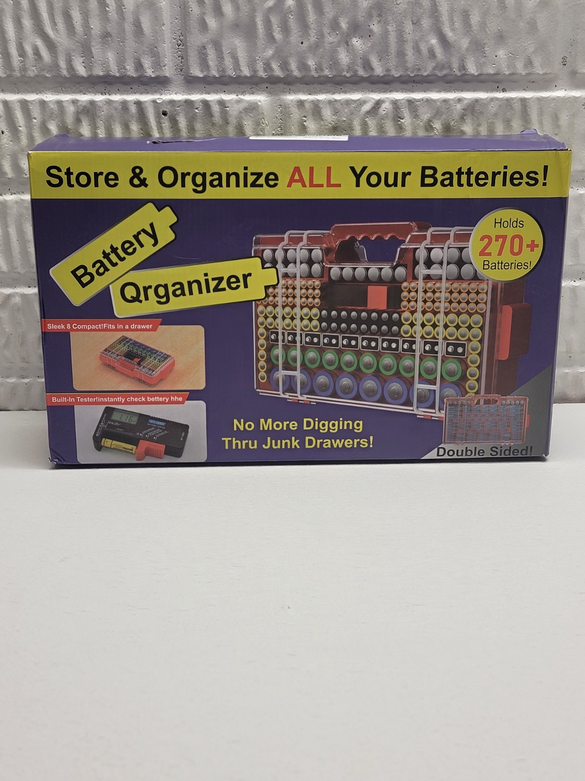 Battery Organizer Storage Holder Box Case with Tester 270+Batteries Double-Sided
