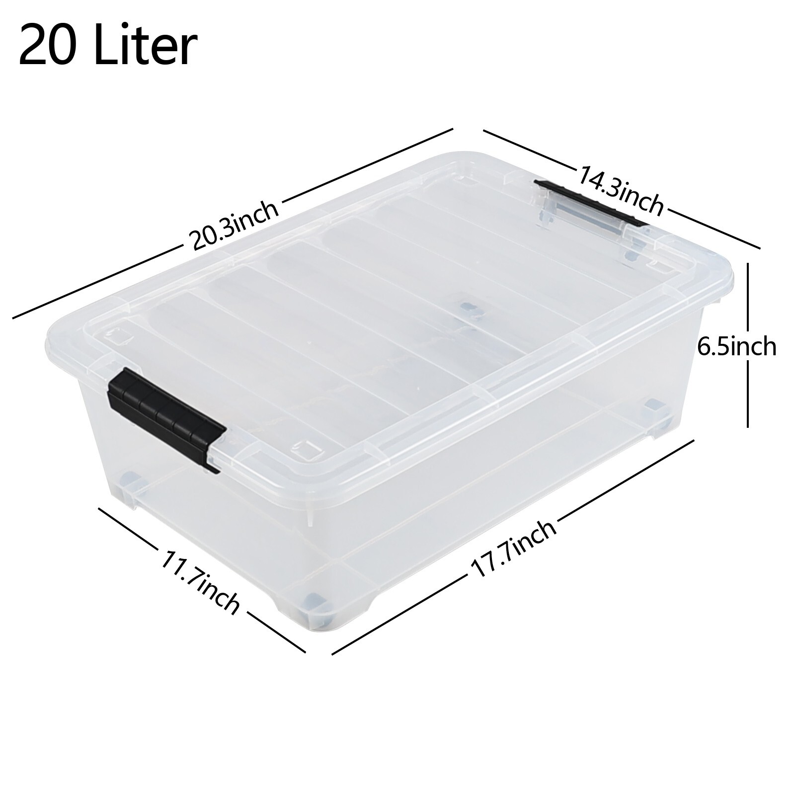 Cand 20 Qt Clear Stackable Under Bed Organizer Storage Container w/ Wheel,3 Pack