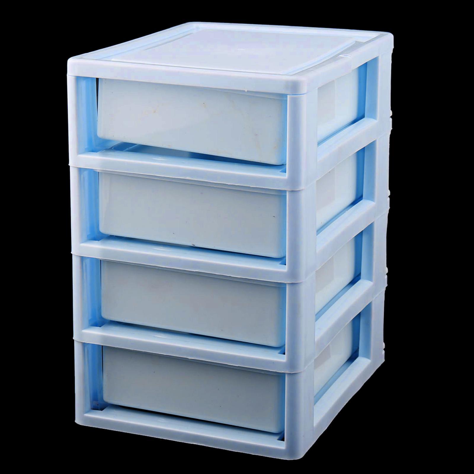 Bedroom Room Plastic 4 Layers Cosmetics Sock Jewelry Storage Box Case Light Blue