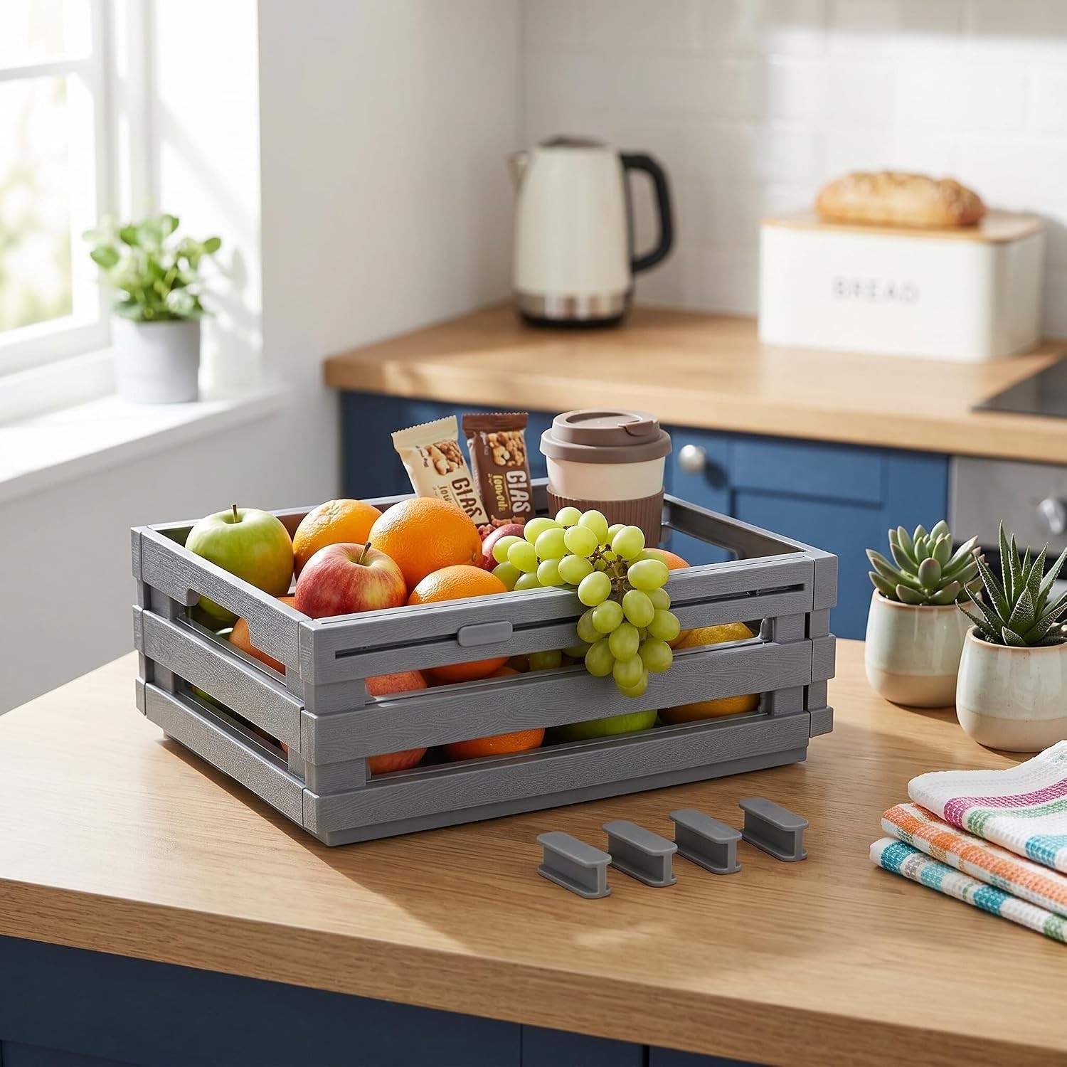 Stackable Storage Box, Gray | PP, Retractable, Organizer Container Bin, Expan…