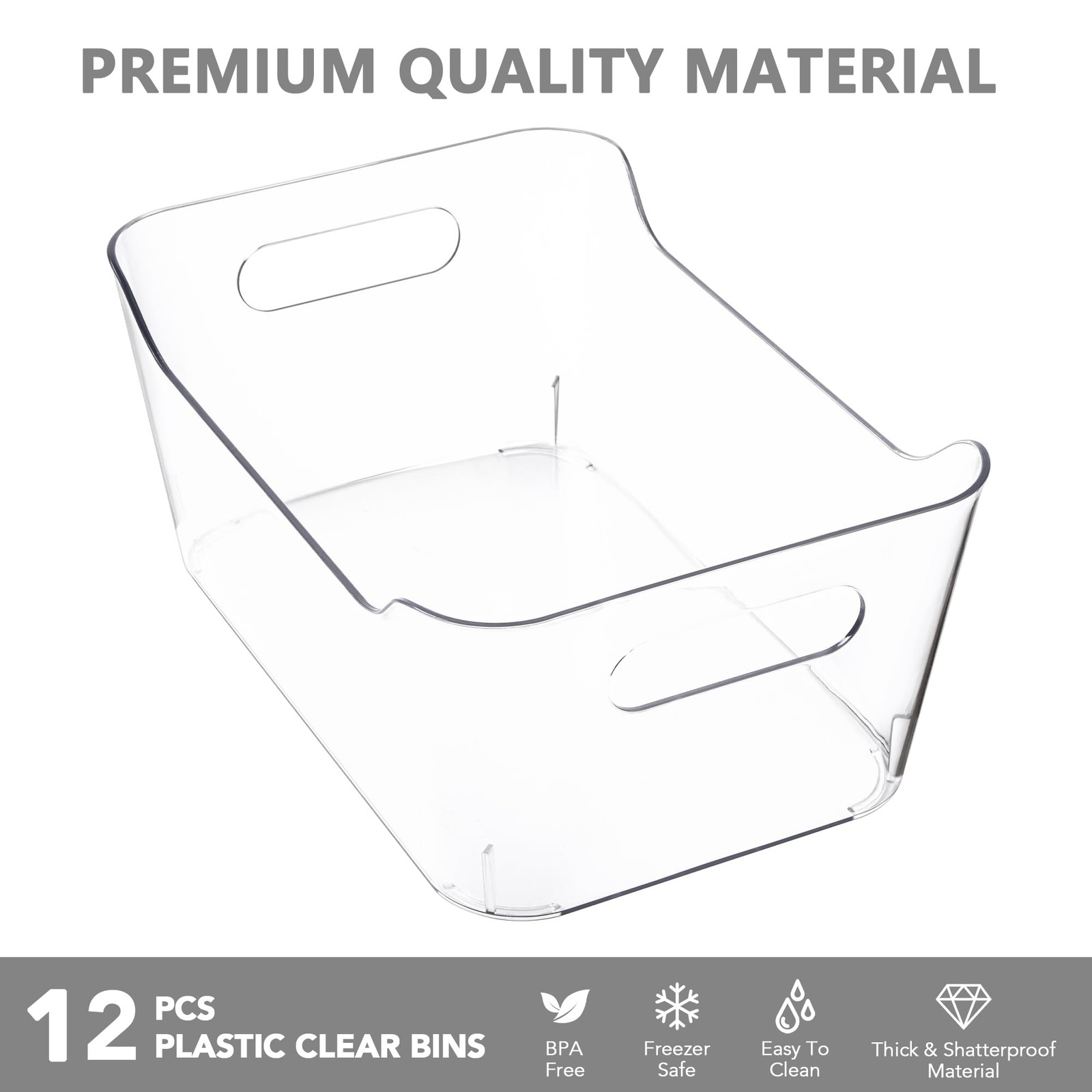 Tiawudi 12 Pack Plastic Storage Bins Clear Organizer