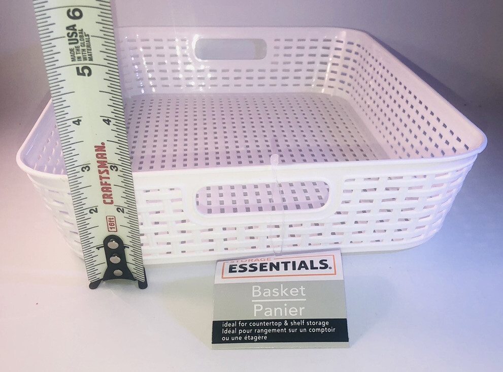 Storage Essentials Woven-Look Basket W Handles White 10x14x2.5-in.NEW-SHIP 24 HR