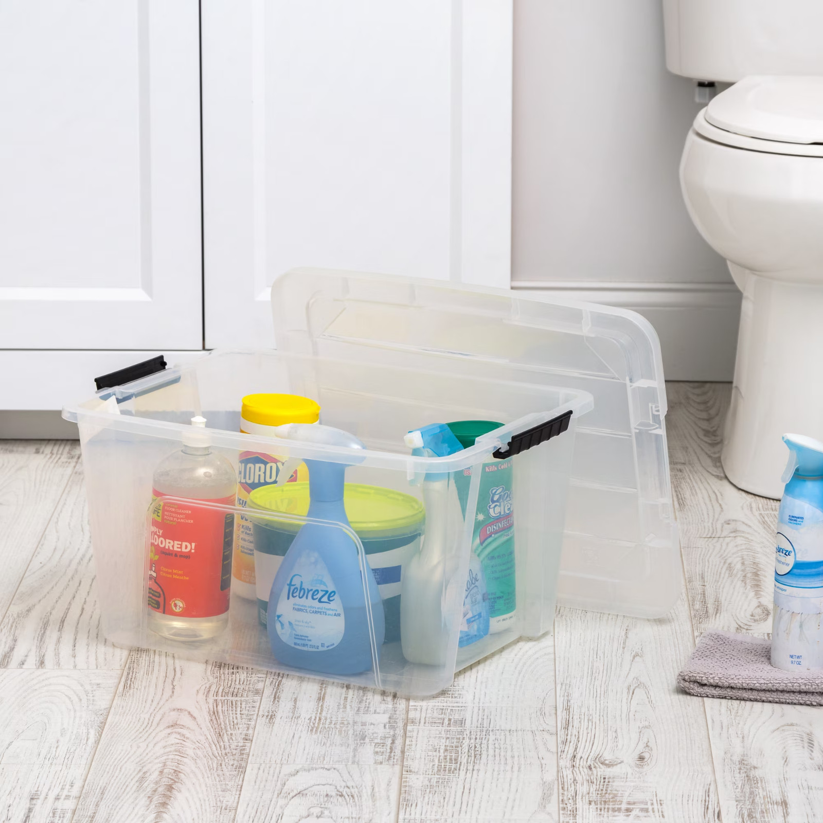 4 Pack IRIS USA 32 Qt Plastic Storage Bins Latching Lids Clear Totes New