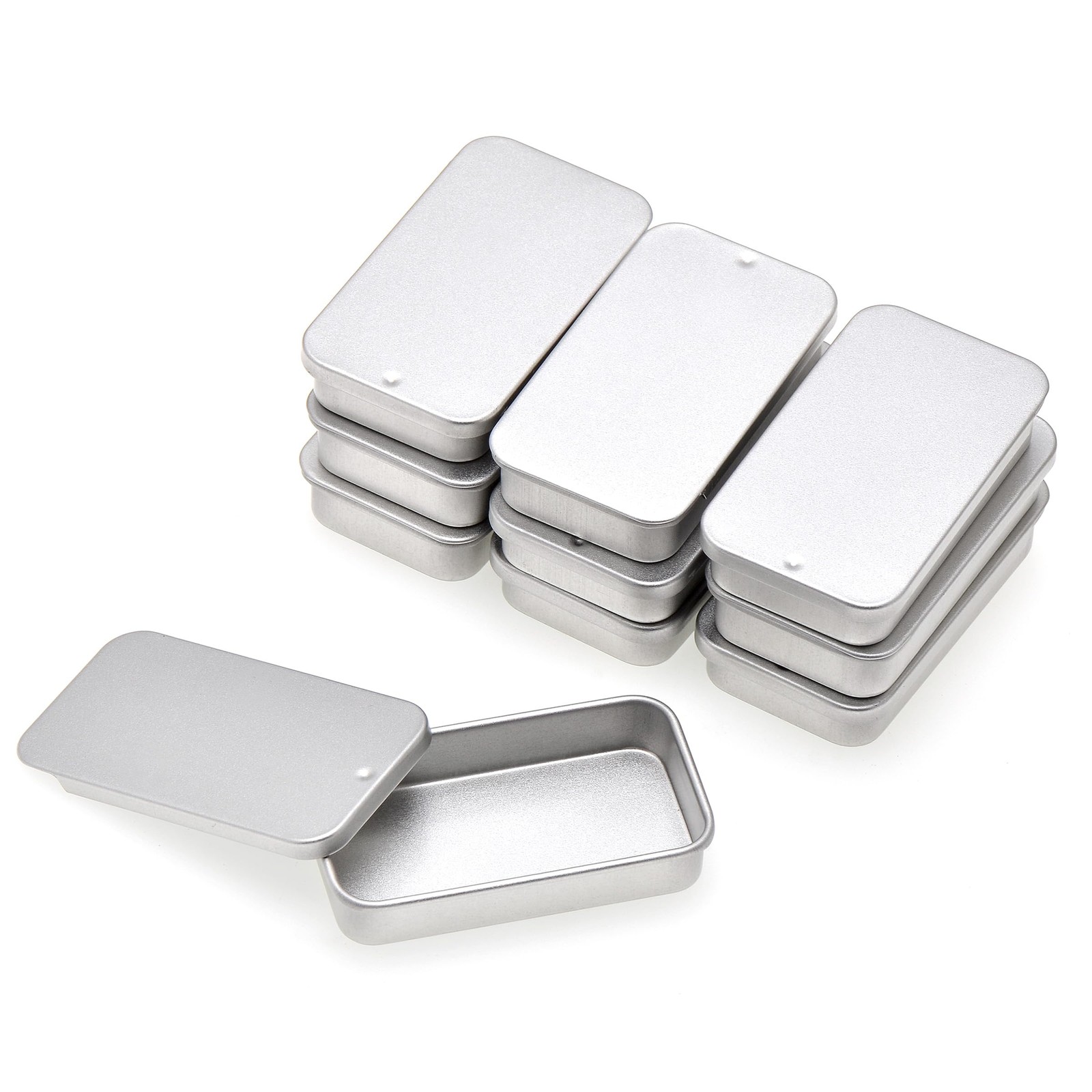 Tiny Tin Box Containers 10 Pack Slide Top Mini Storage 2.36 x 1.34 inch