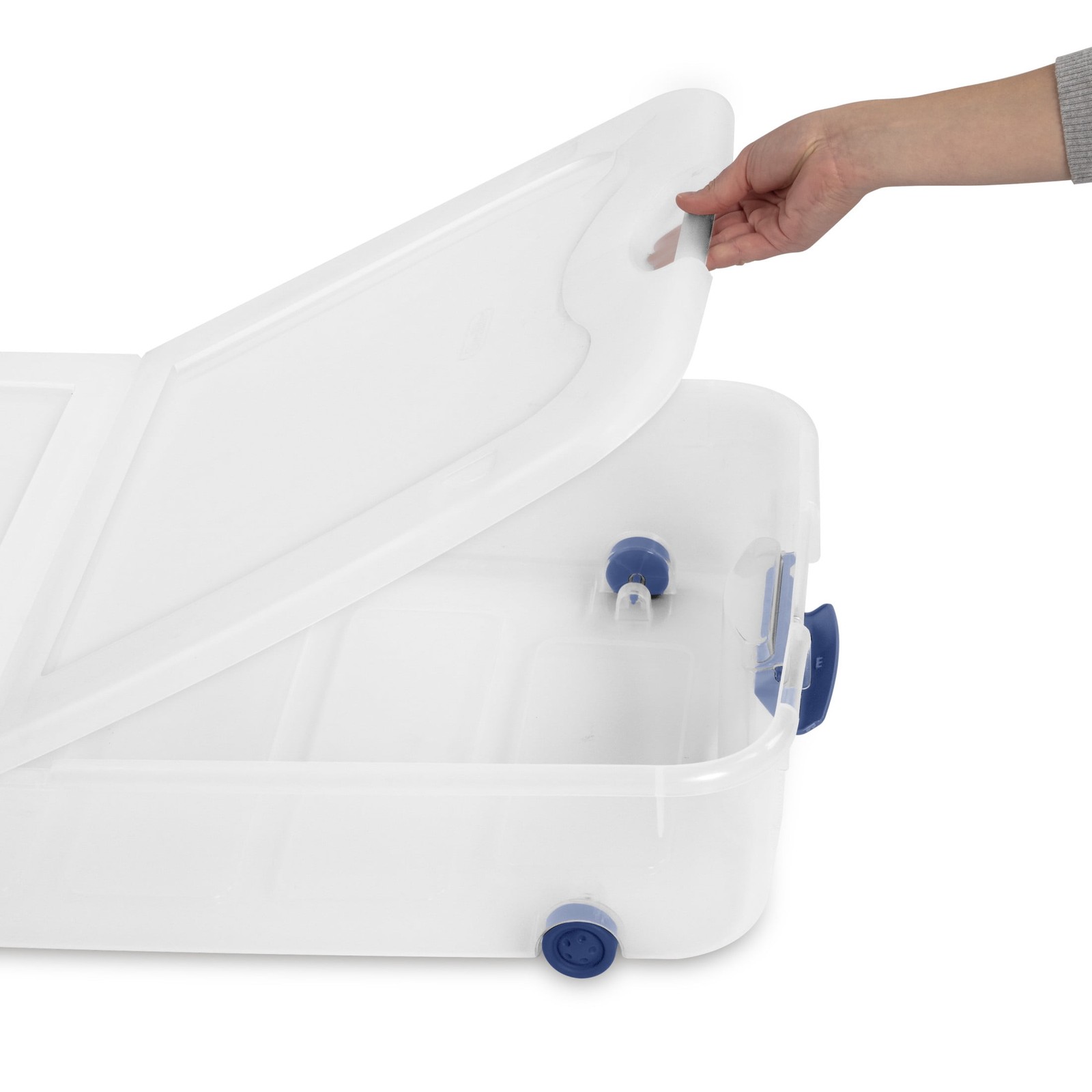 Latching Wheeled Storage Bin 66 Quart Clear Underbed Storage Container W/ Latch