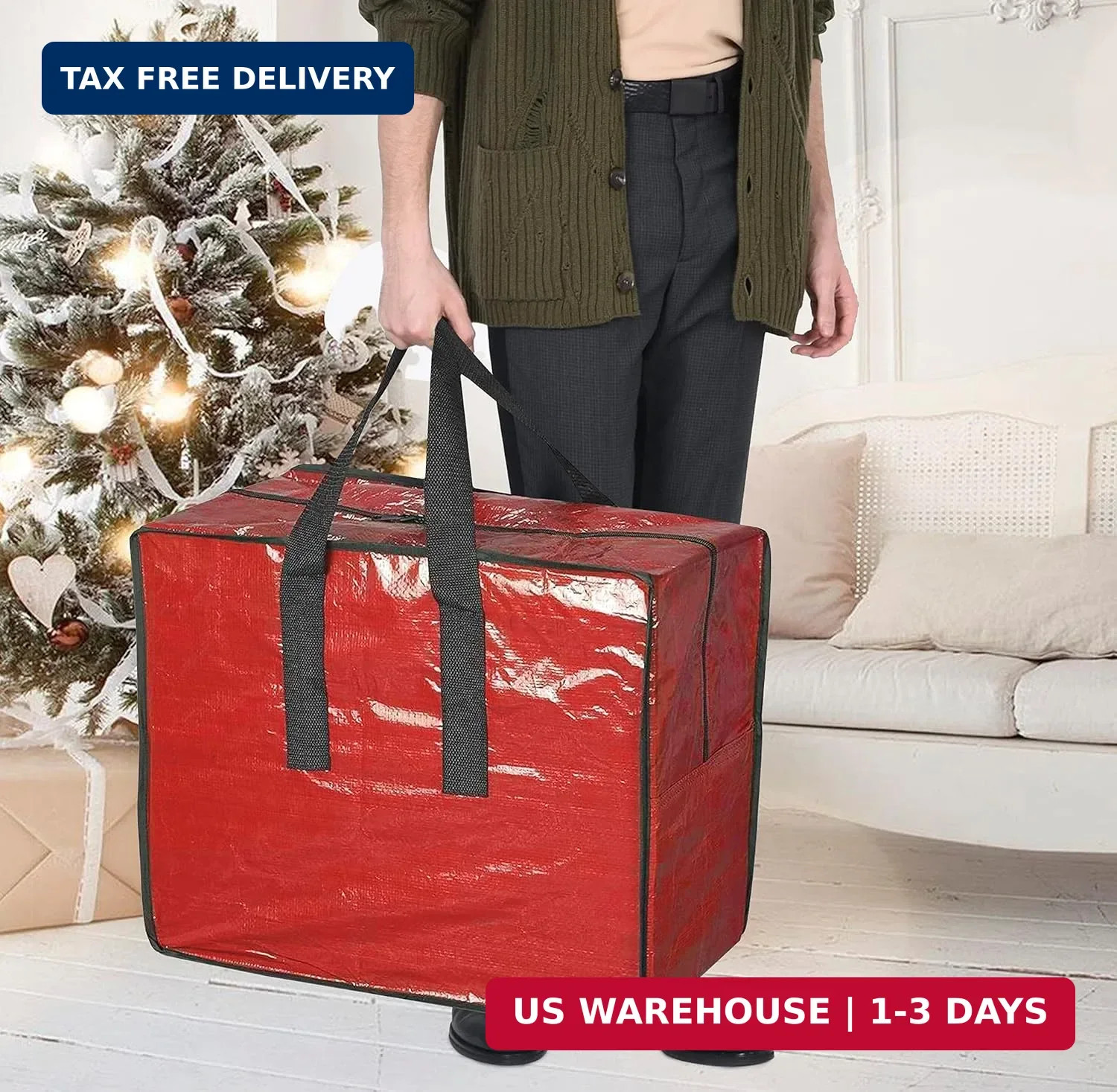 ProPik Christmas Ornaments Storage, Holiday Accessories Bag Tear-Proof Tarp 18 X