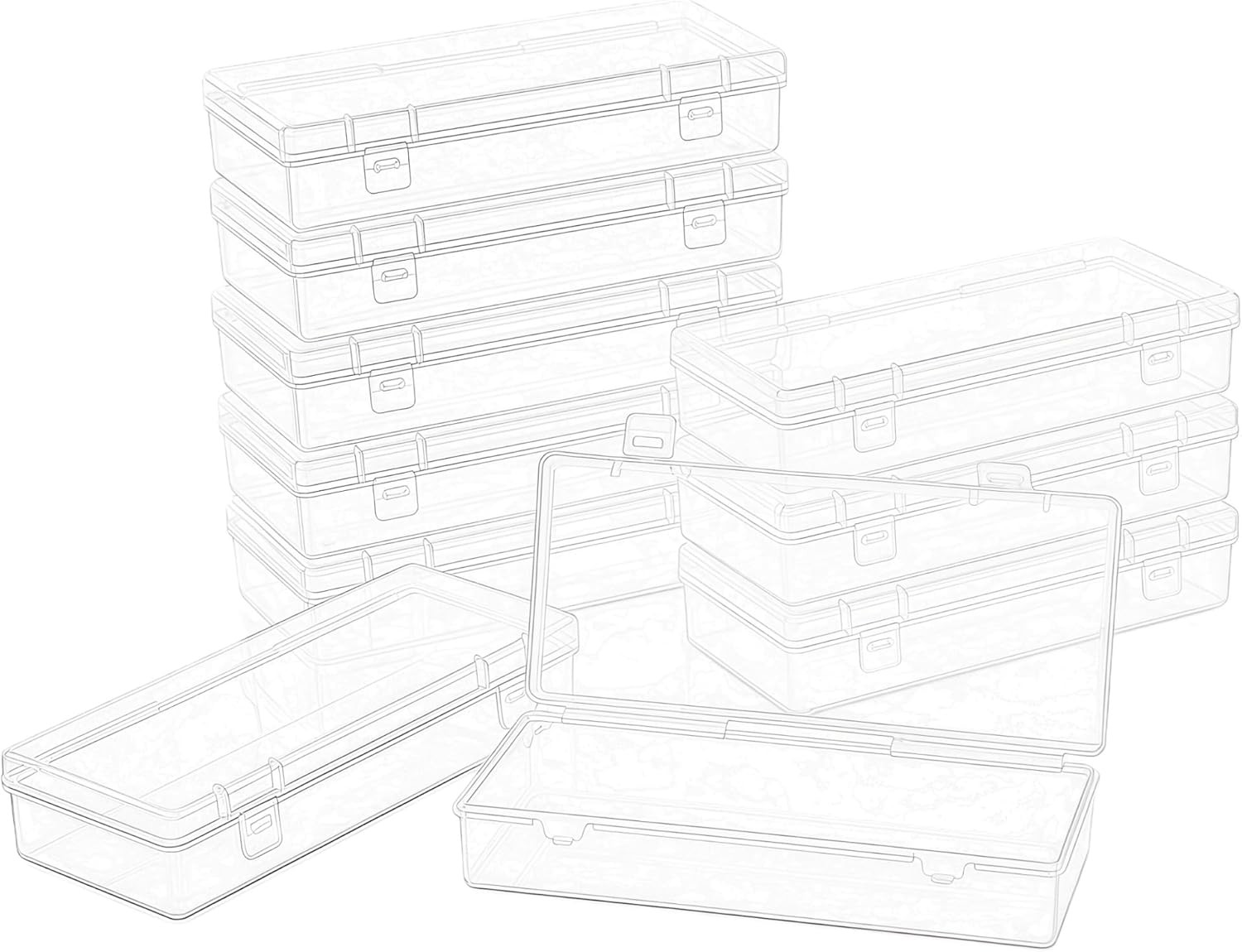 20 Pieces Mixed Sizes Rectangular Empty Mini Clear Plastic Organizer Storage Box
