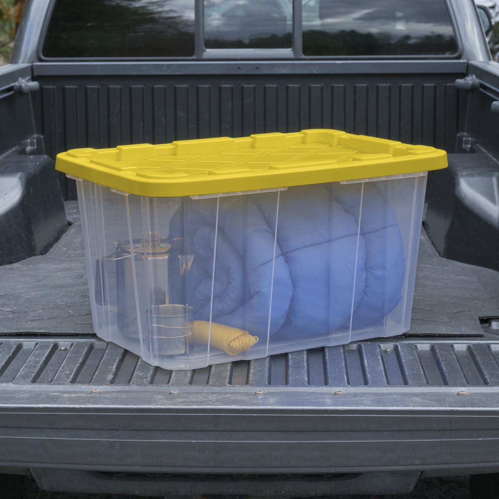 4 Pack Sterilite Large Industrial Storage Tote, 27 Gallon Durable Clear Plastic