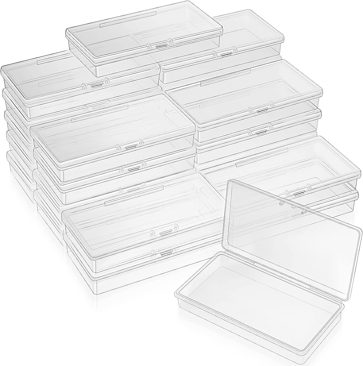 Lightweight 24-Pack Small Clear Containers with Hinged Lid for Easy Organization