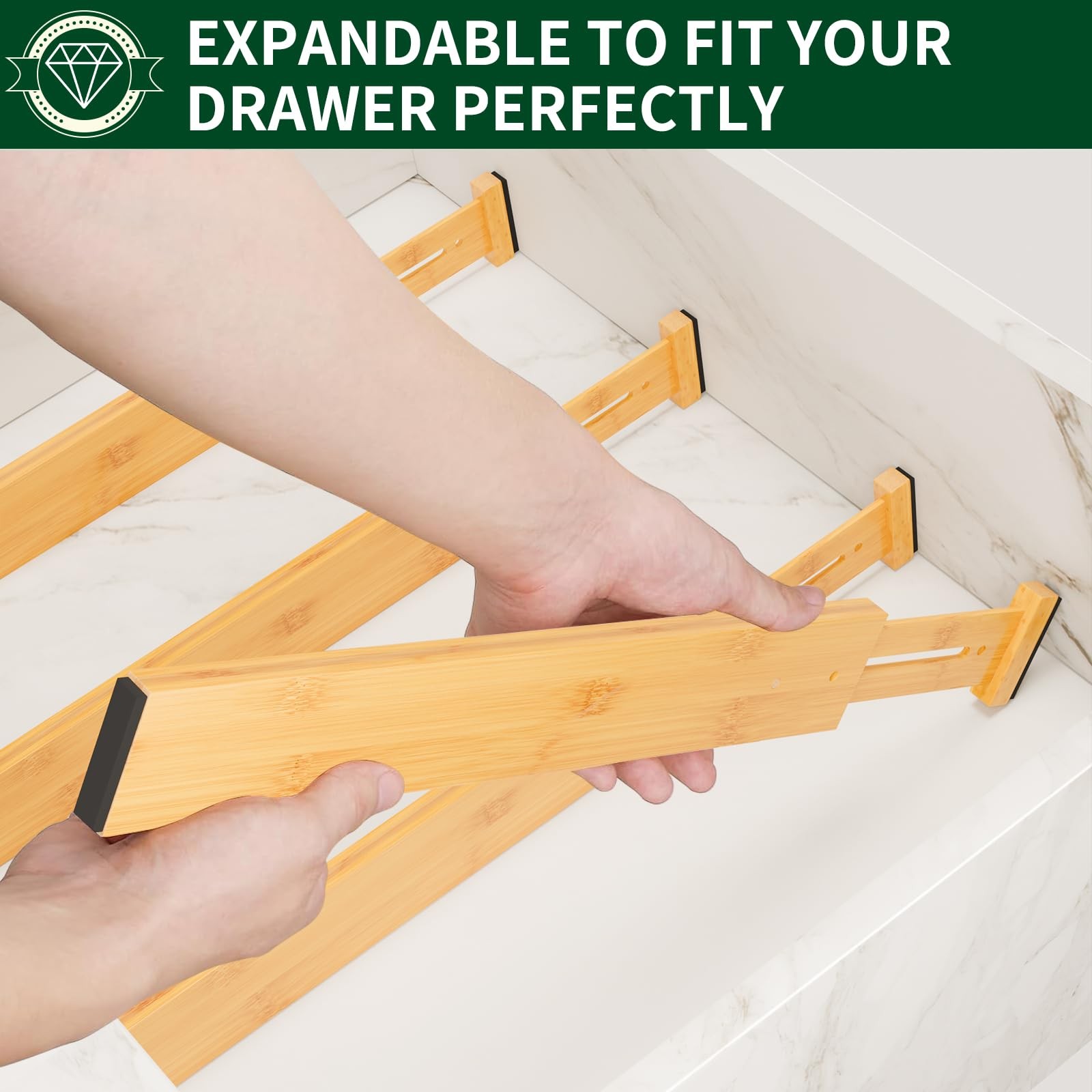 Drawer Dividers 2.6&Prime; High,17&Prime;-20&Prime; Adjustable Spring Loaded Clothes Drawer Org…