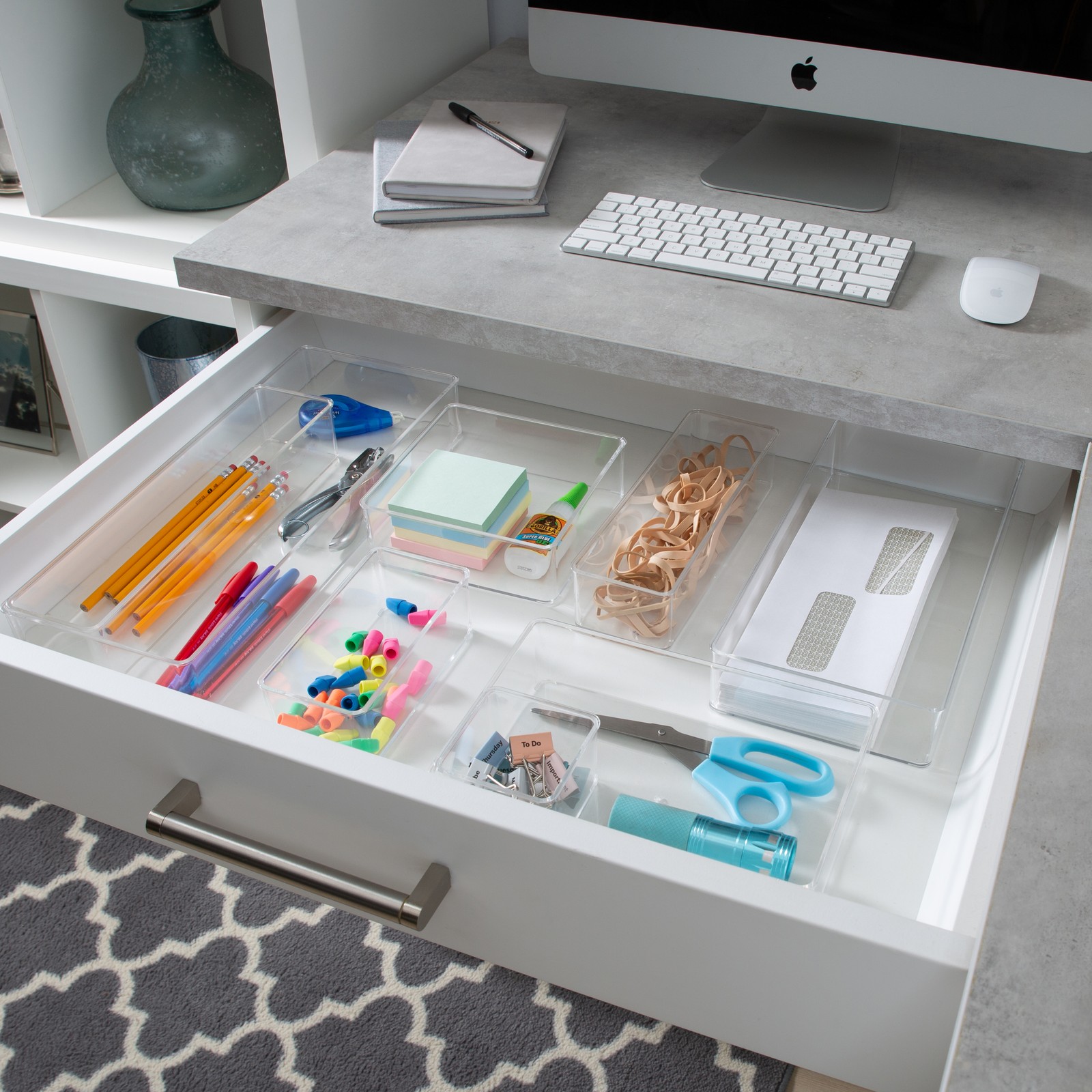 Simplify Small Rectangular Drawer Organizer in Clear Dimensions: 9&Prime; x 6&Prime; x 2&Prime;