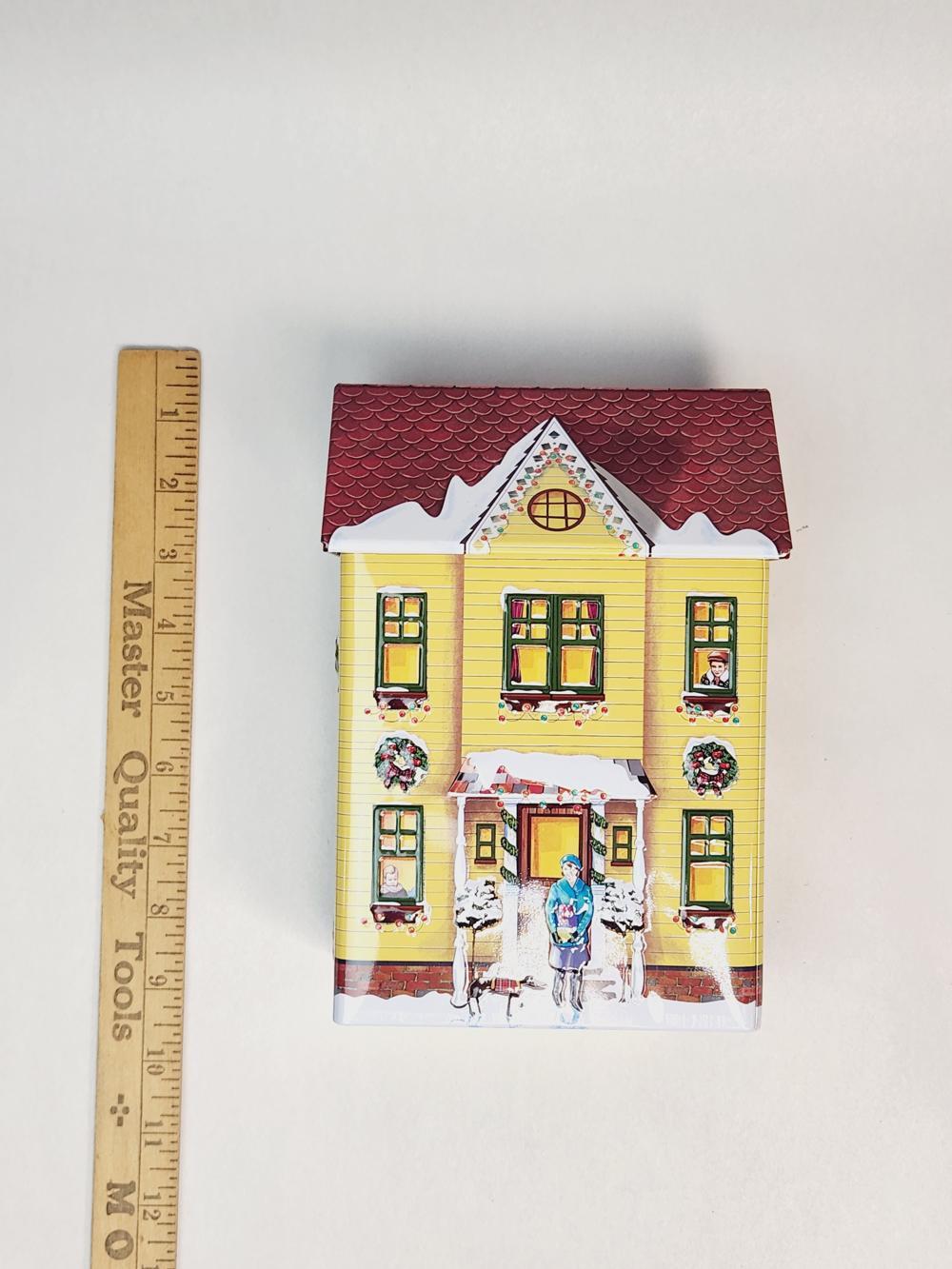 Happy London Yellow Village House Tin Box – 9 in, Multicolor