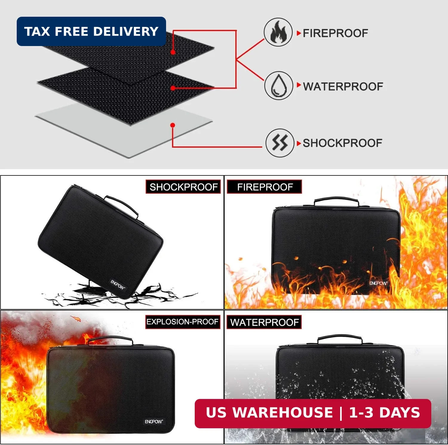 Battery Organizer, Fireproof Battery Organizer Storage Case with Tester (BT168),
