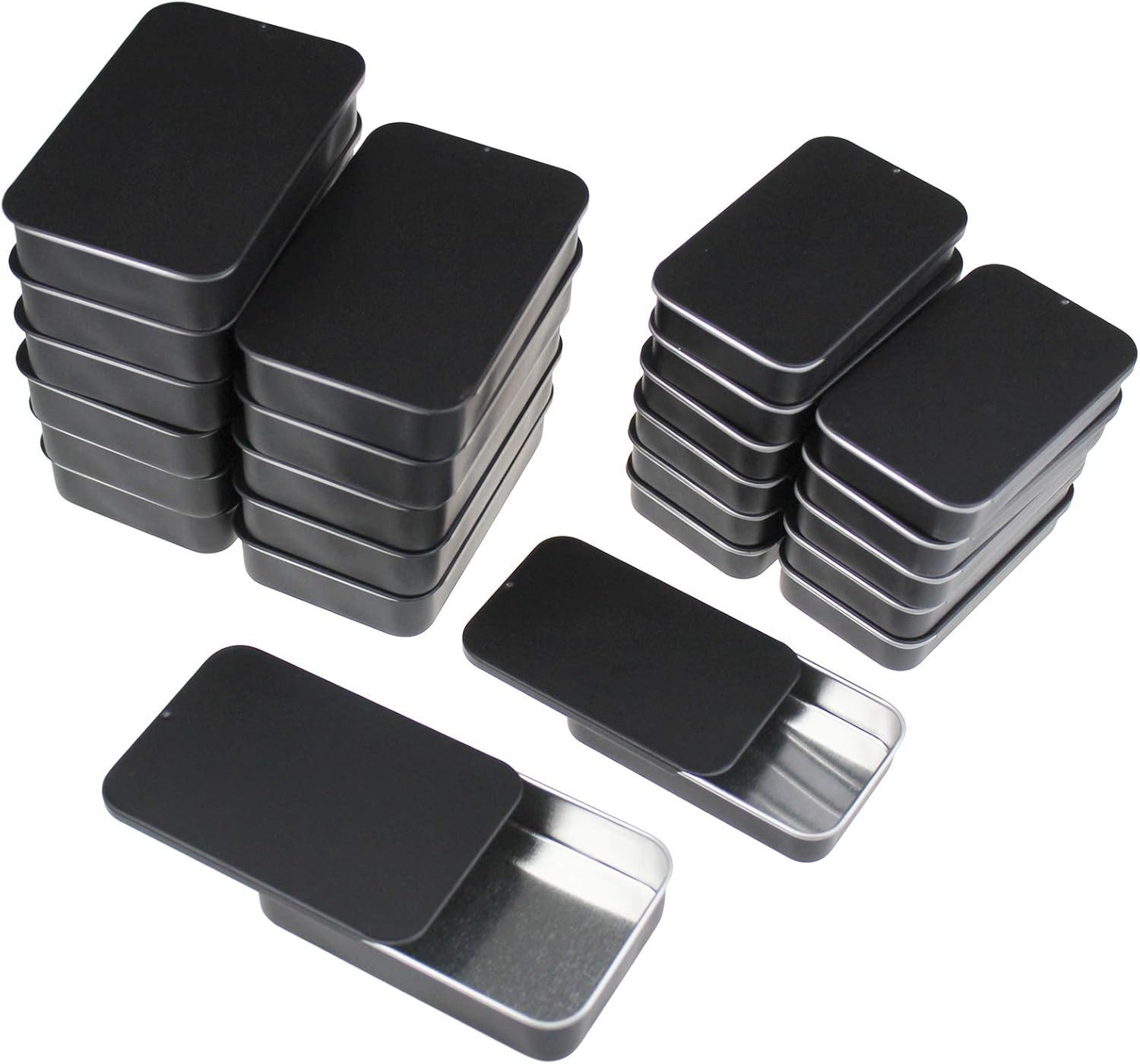 24-Pack Slide Top Rectangular Metal Tin Containers for Candies Jewelry Crafts Pi