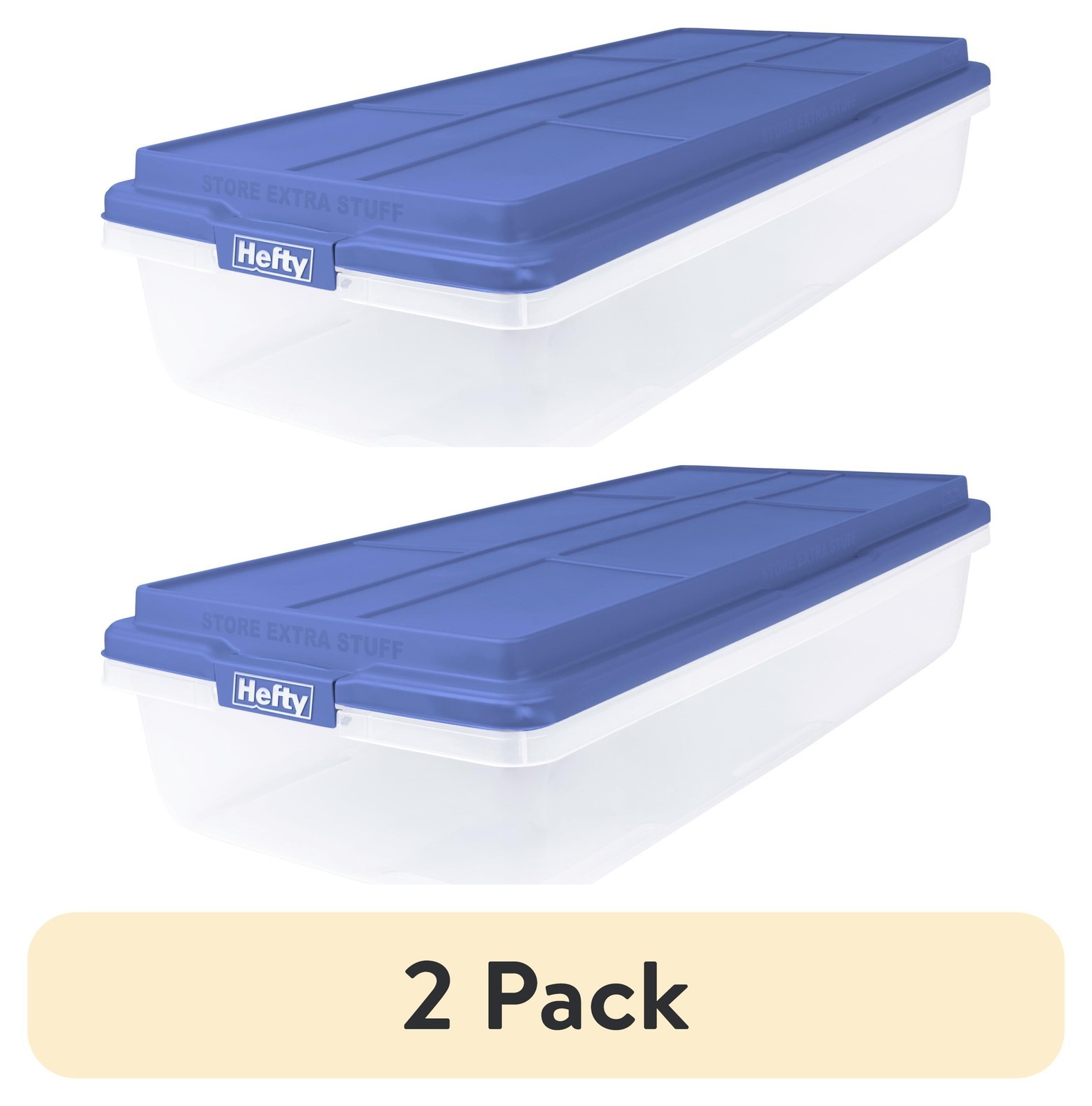 (2 pack HI-RISE 63 Quart Large Latching Storage Bin Clear Plastic Storage