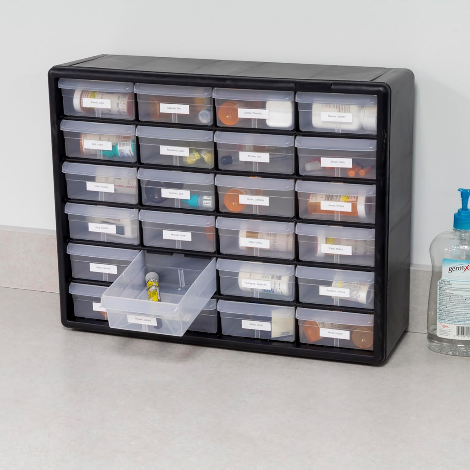 24-Compartment Drawer Bin Hardware Tool Organizer Garage Storage Plastic Cabinet