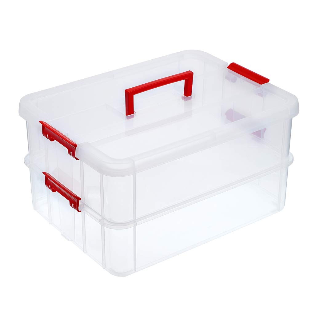 2 Layer Stack & Carry Box, Plastic Multipurpose Portable Storage Container Bo…