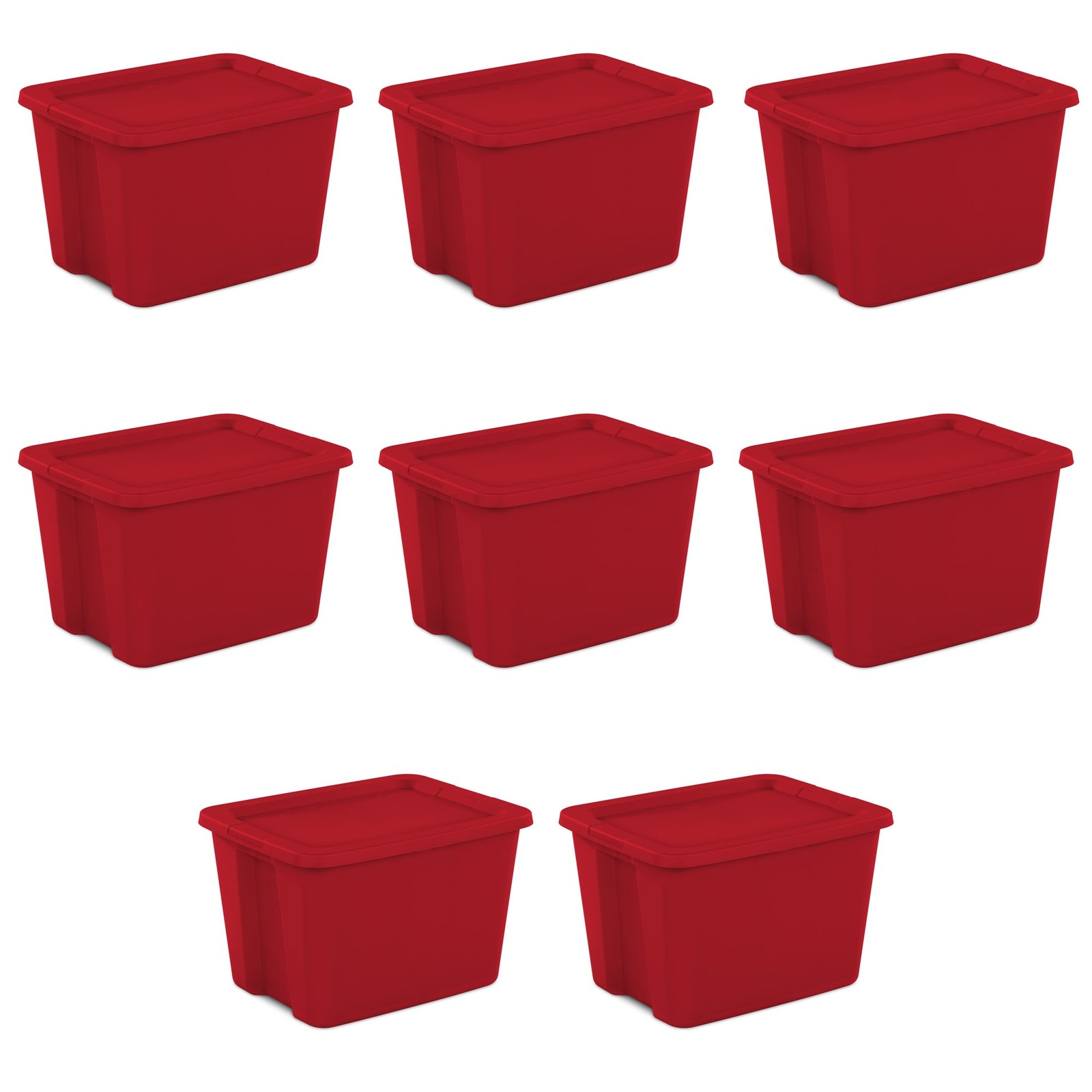 Sterilite 18 Gal Large Plastic Storage Bin Tote Lid Red 8-Pack