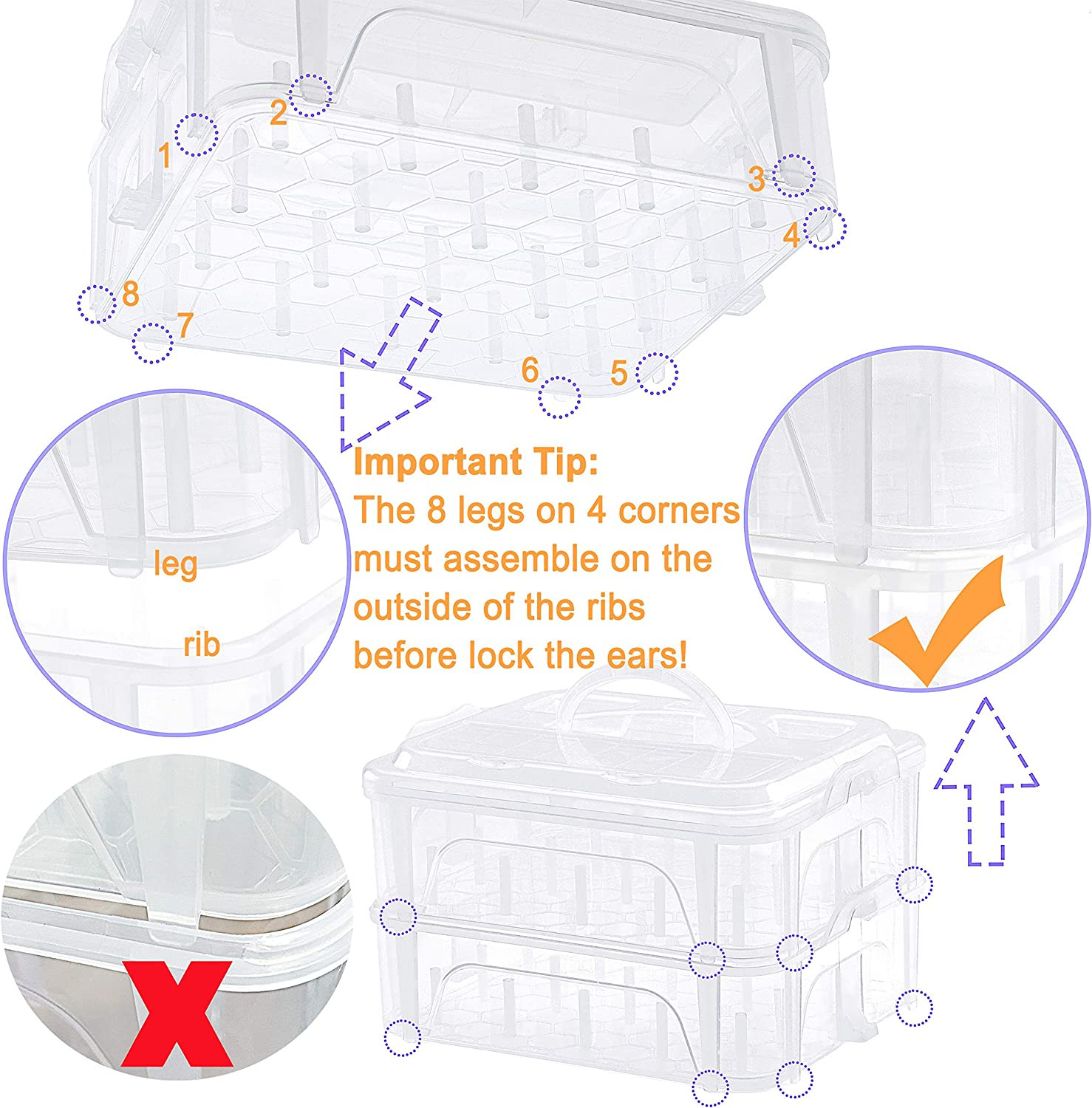 4 Layer Stackable Clear Storage Box Organizer | Holding 80 Spools, to Store Home
