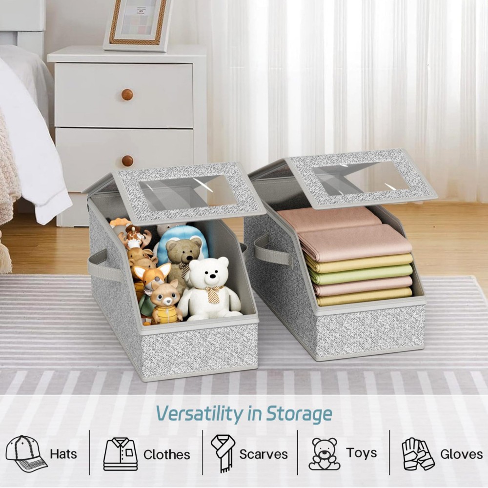 1/2x Stackable Hat Storage Organizer for Baseball Caps 24 Caps Hat Box with Lid