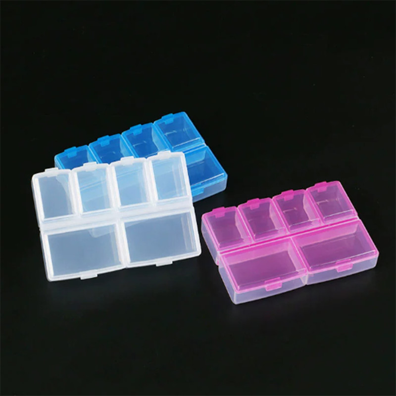6 Grids Compartment Organiser Storage Box Hard Plastic Organizer Craft Nail Art