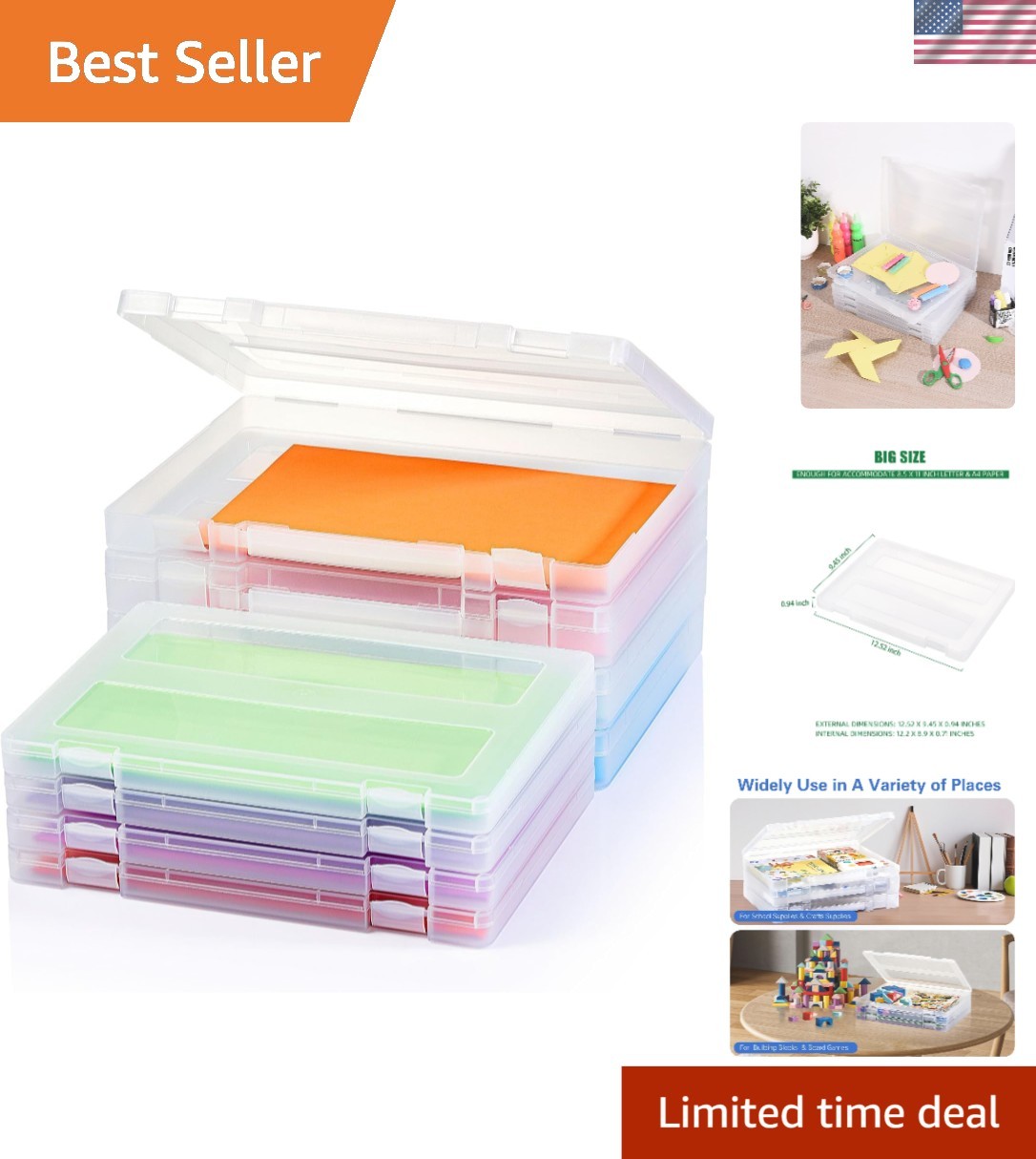 8 Pack A4 Paper Organizer Box, Plastic Board Game Storage for Art Supplies 8….