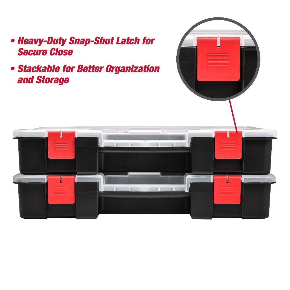 2-Pack Organizer, Stackable Plastic with 8 Movable Dividers, 93512638