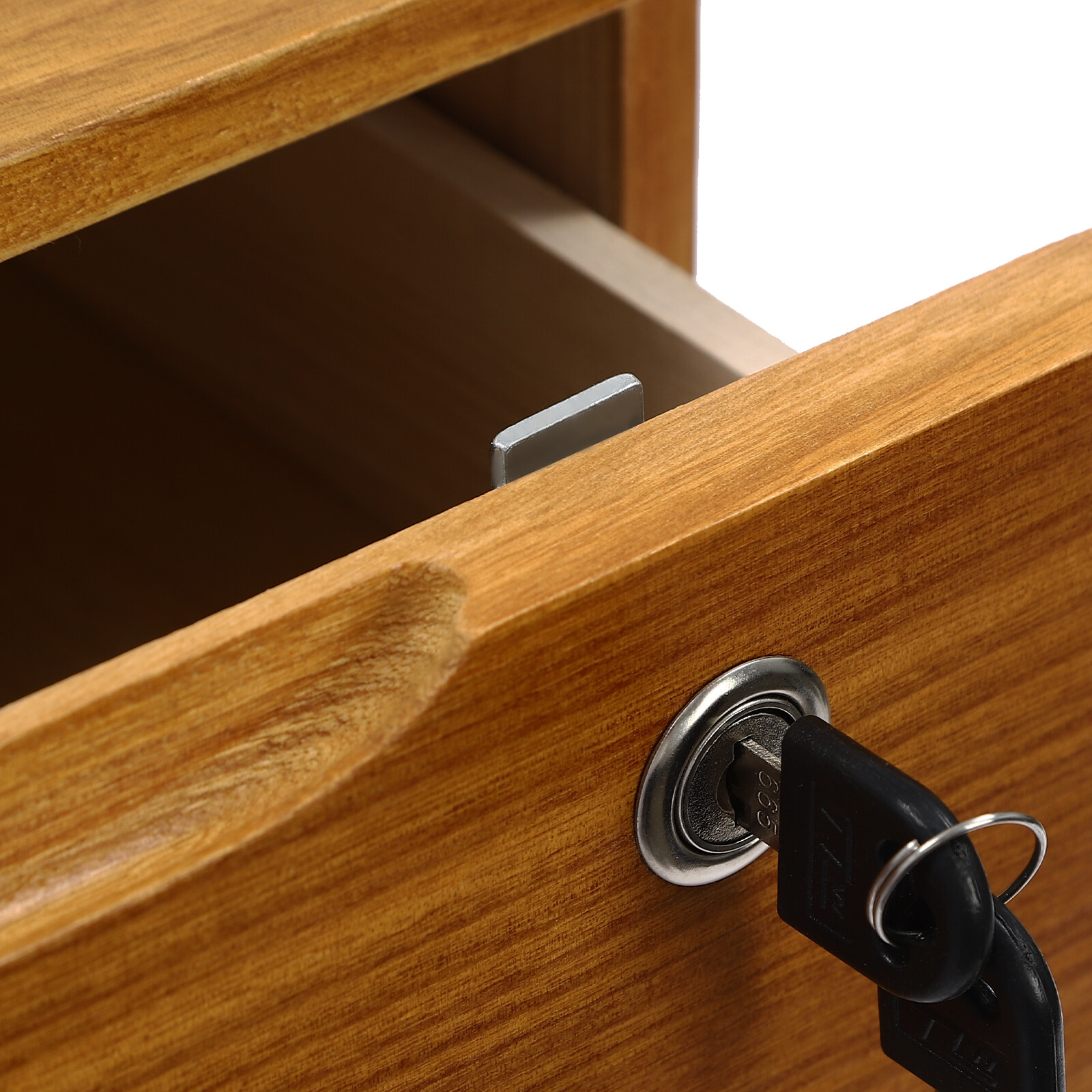 Wooden Desktop Storage Box with Lockable Drawers, Desk Organizer With 2 Tiers
